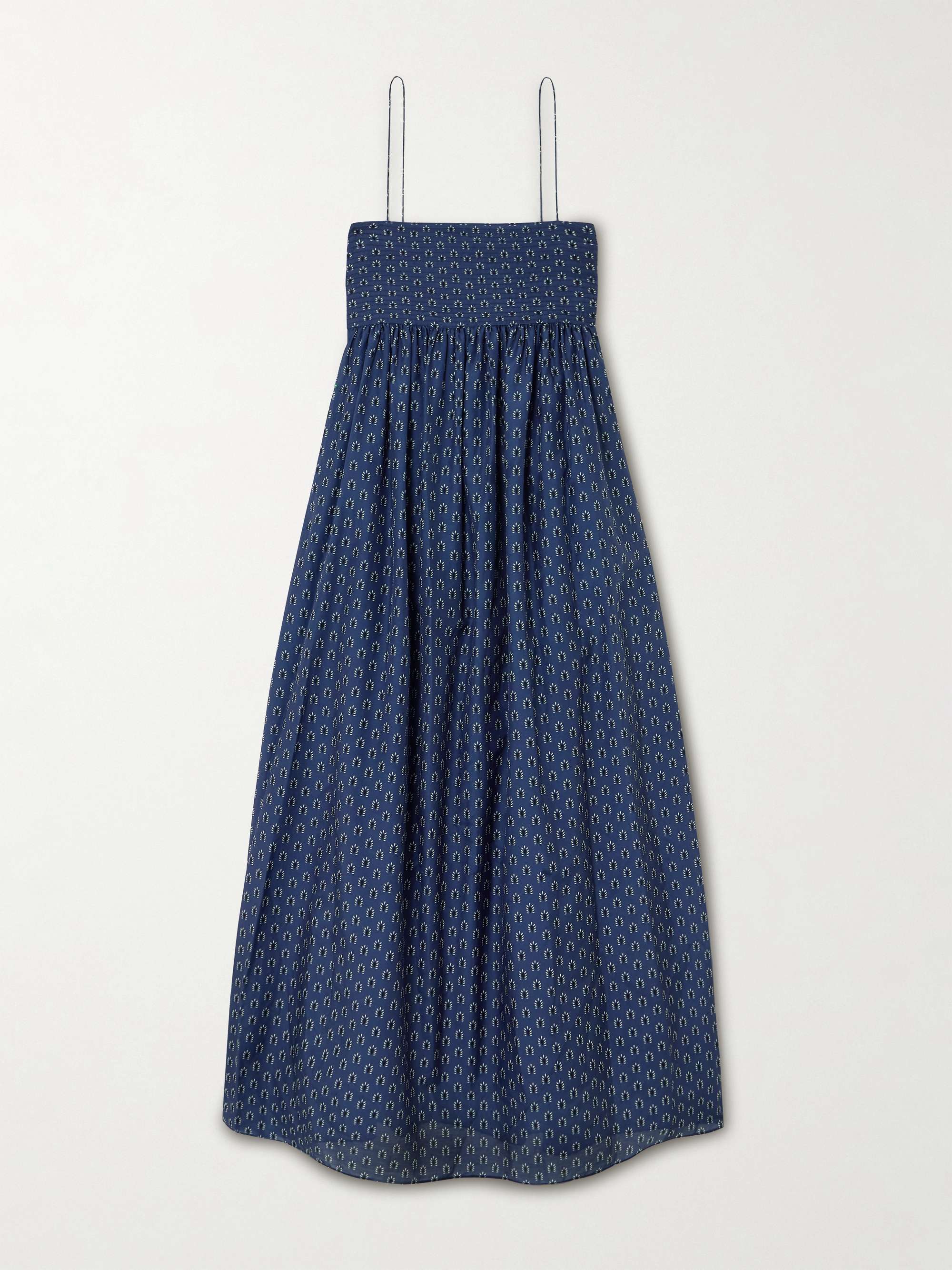 Pintucked printed organic cotton and silk-blend maxi dress view