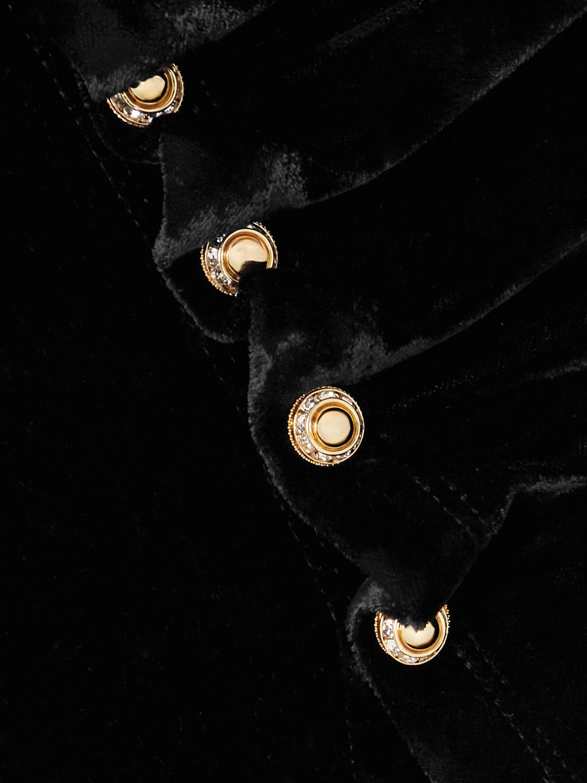 Embellished velvet turtleneck top view