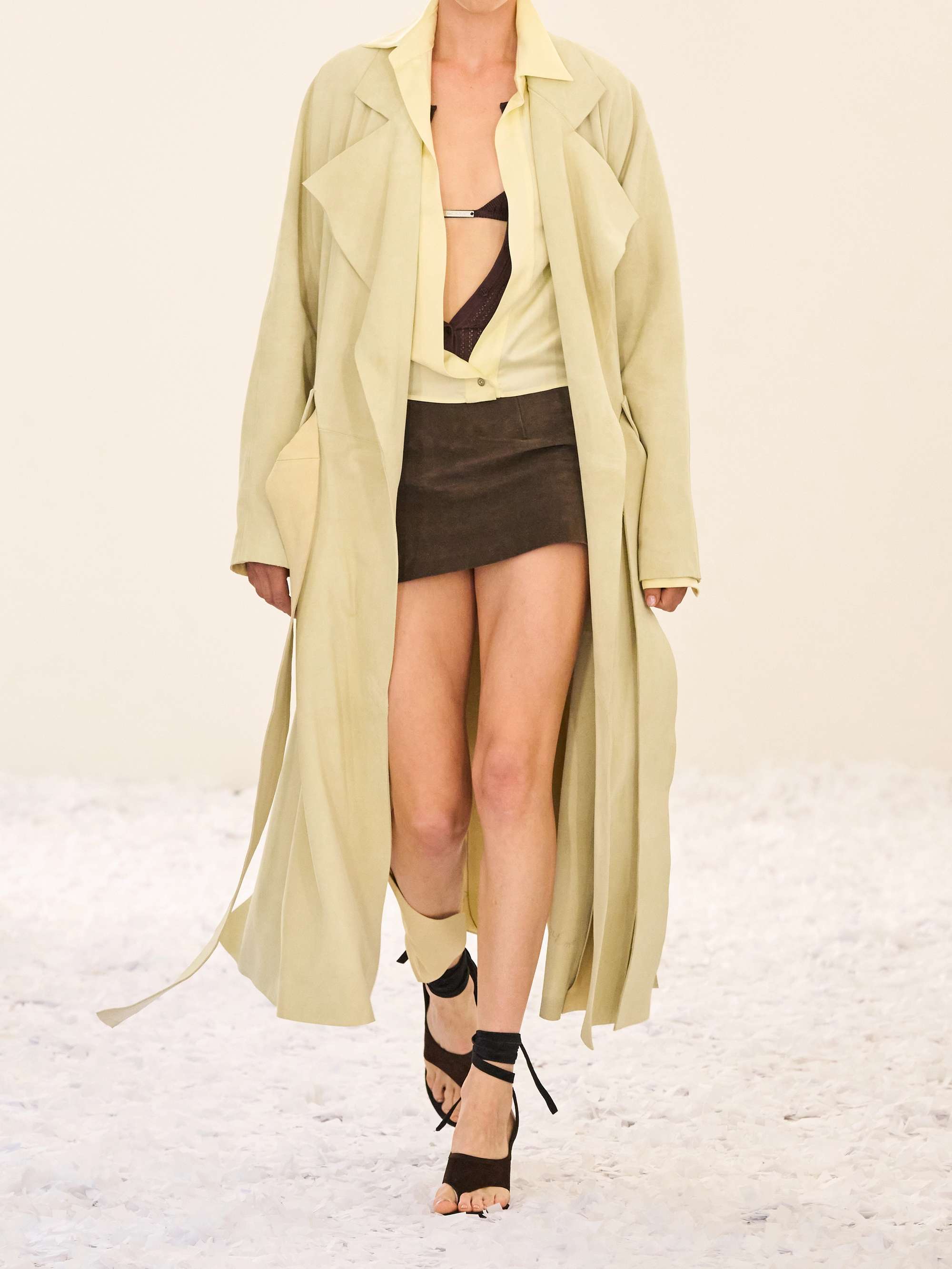Cinzia belted suede trench coat view