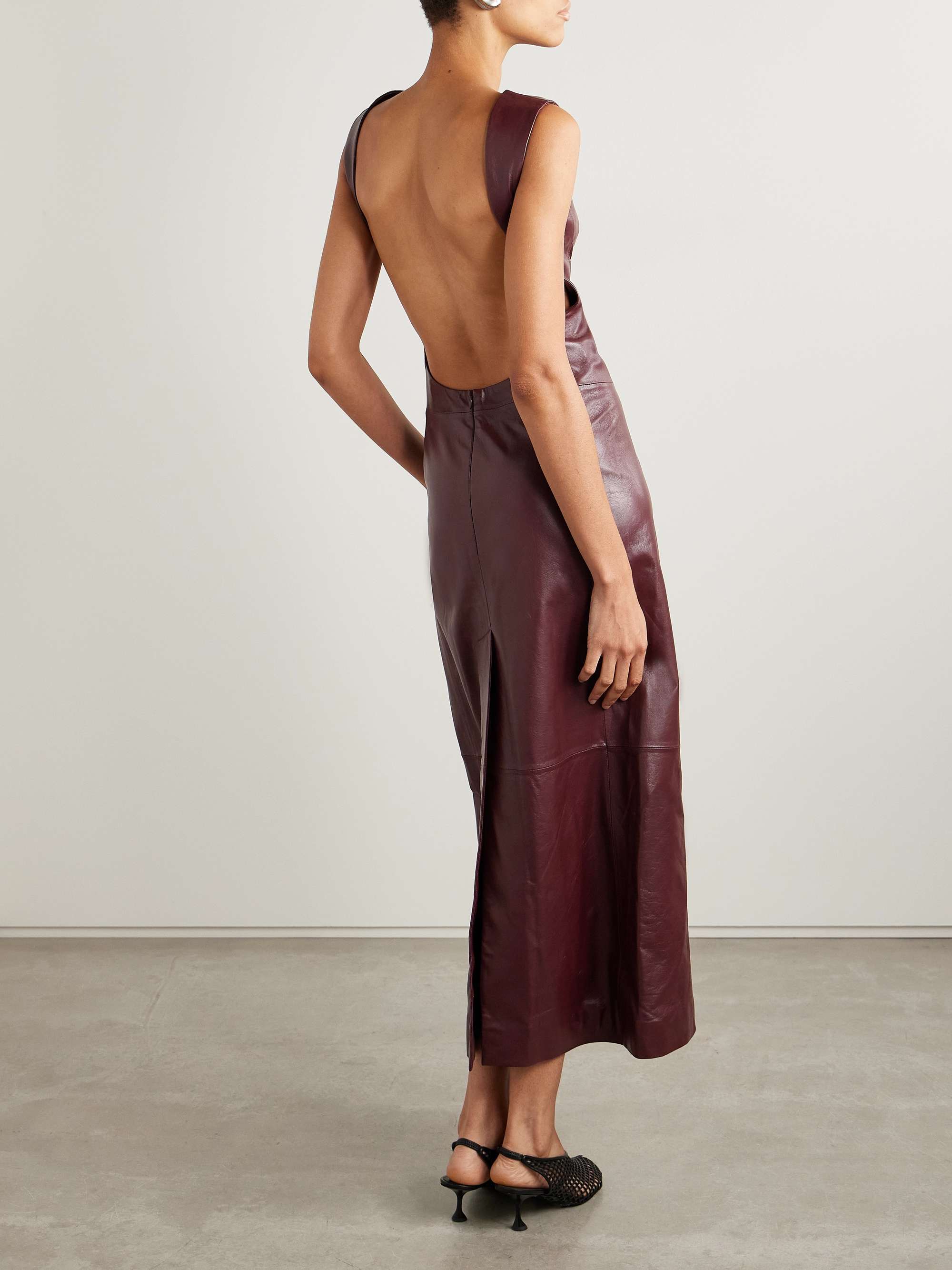 Open-back leather midi dress view