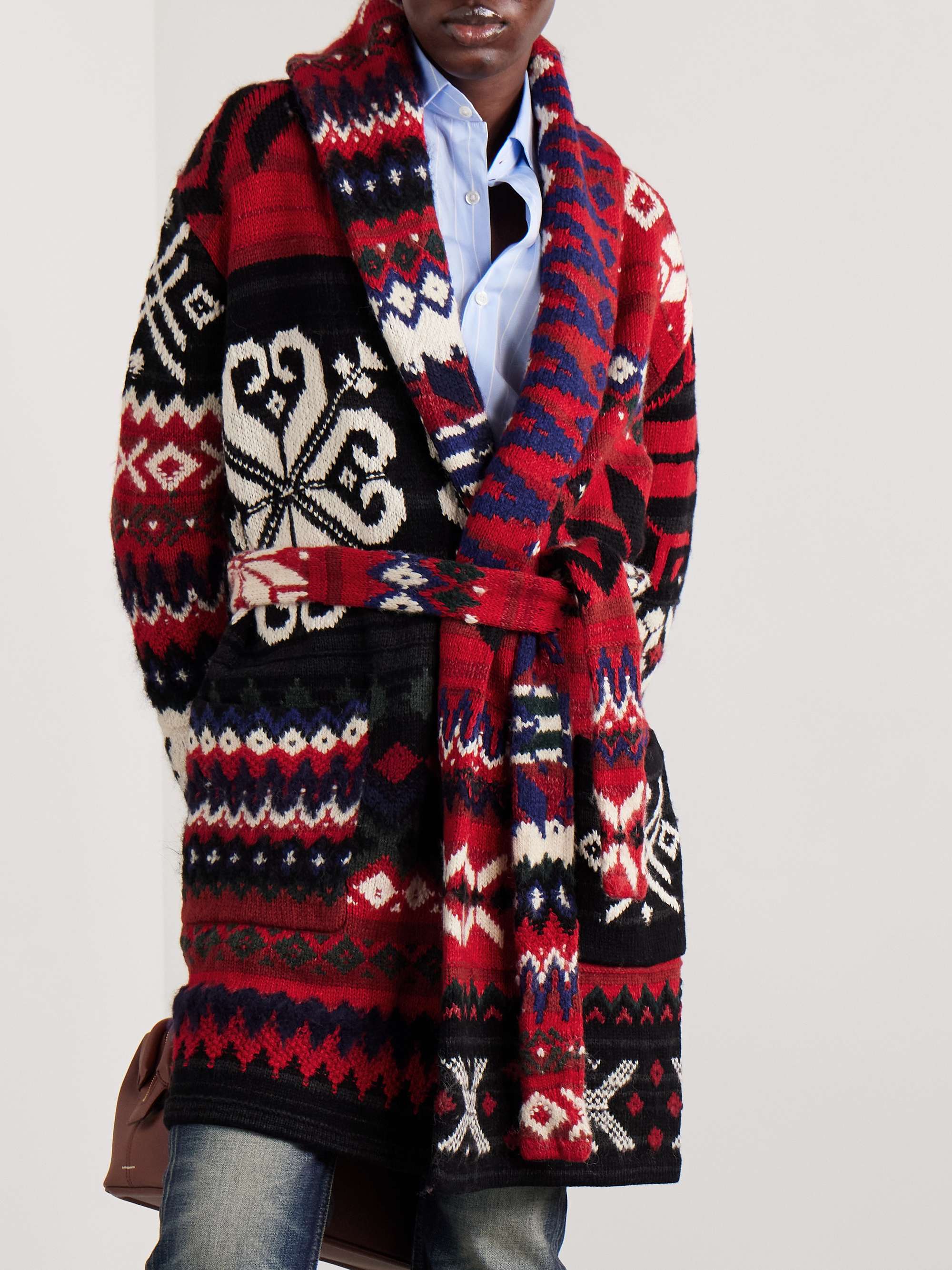 Belted Fair Isle wool-blend cardigan view