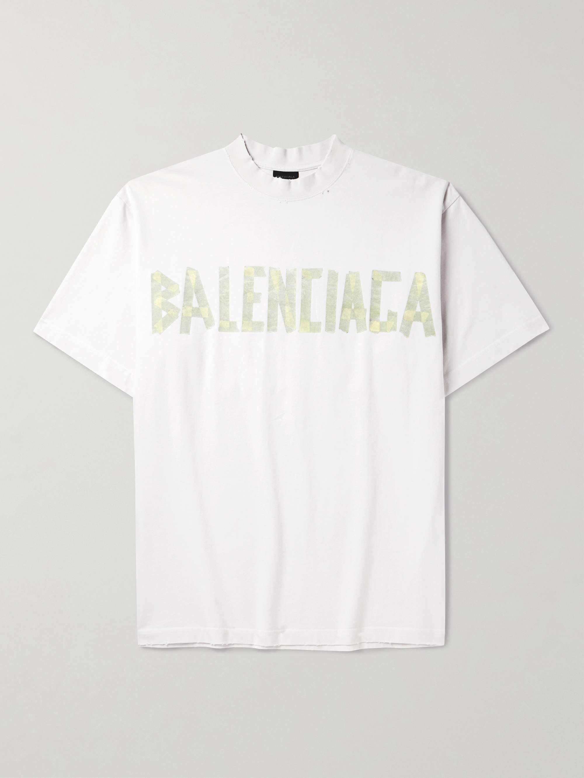 Oversized Distressed Logo-Print Cotton-Jersey T-Shirt view