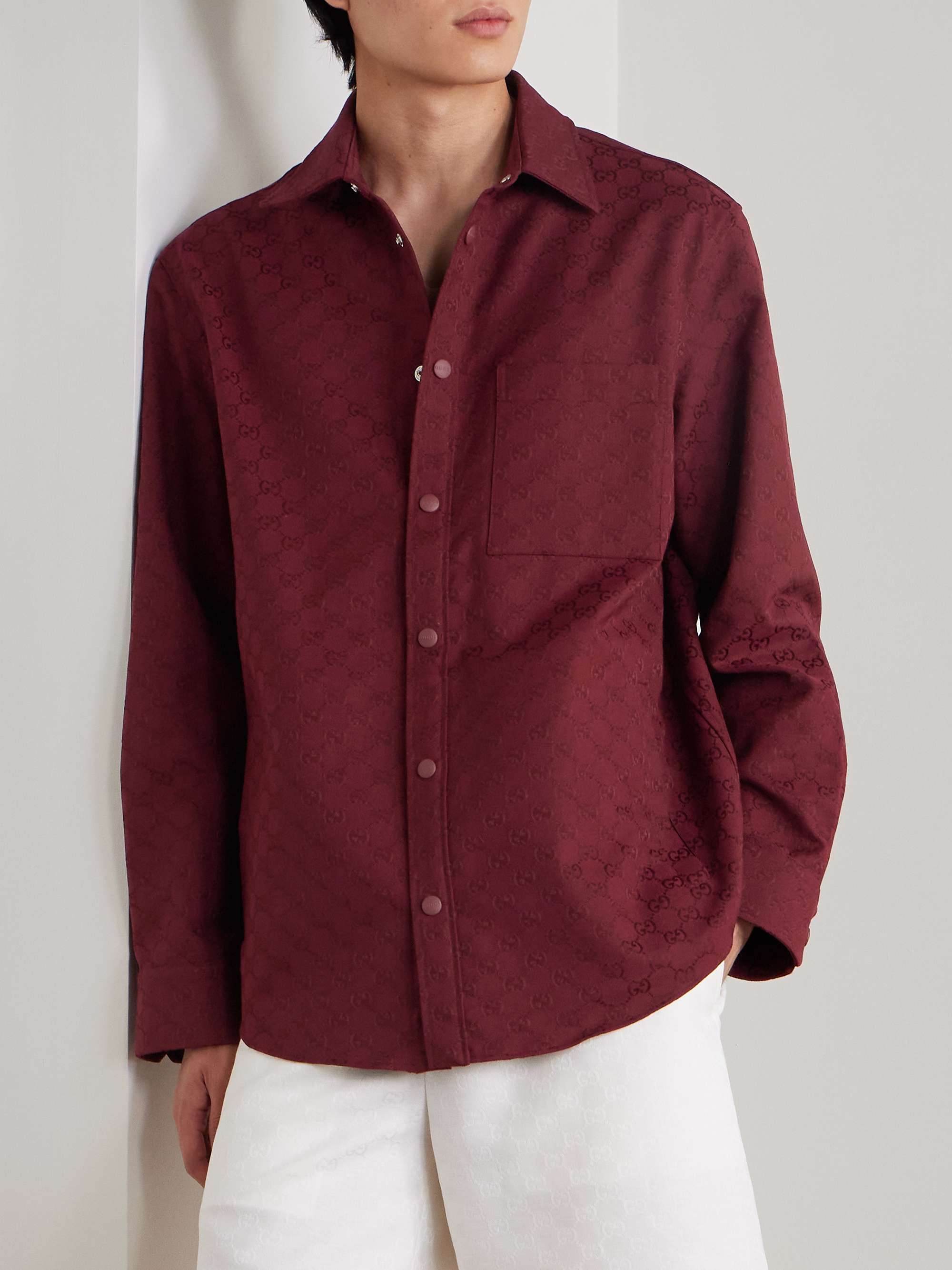 Monogrammed Cotton-Blend Jacquard Shirt view