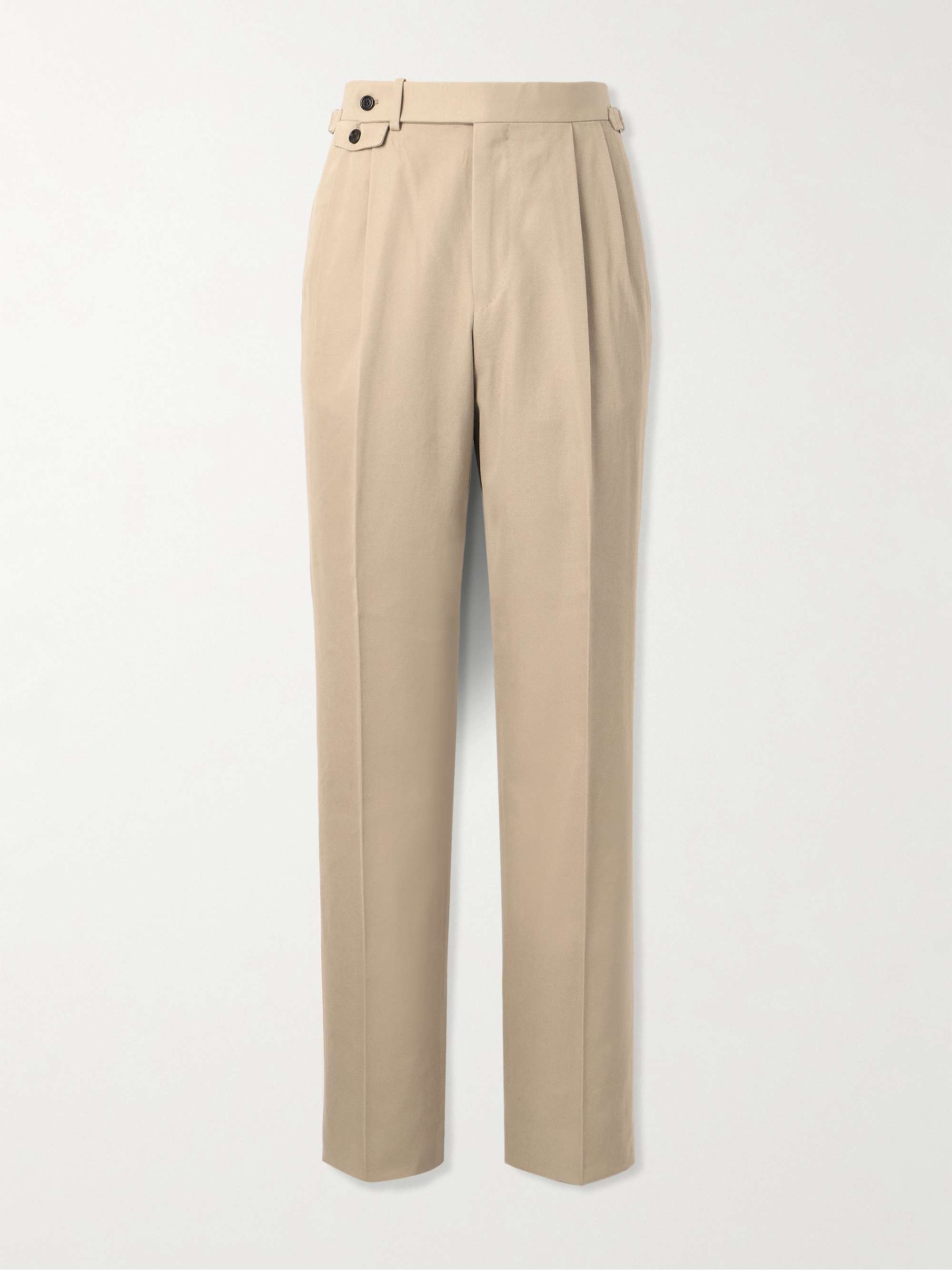 Straight-Leg Pleated Cotton and Cashmere-Blend Twill Suit Trousers view