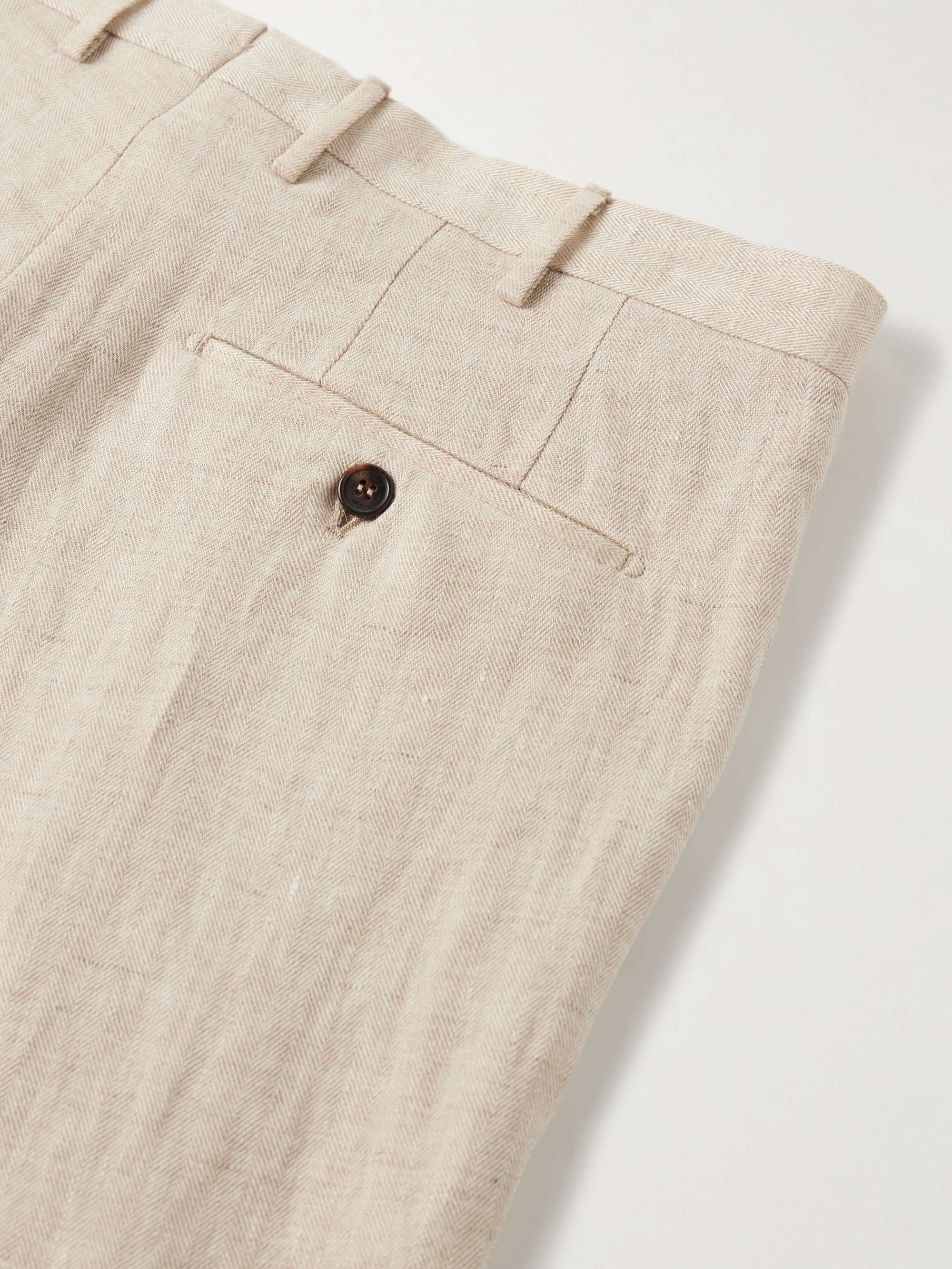 Venezia 1951 Tapered Pleated Herringbone Linen Trousers view