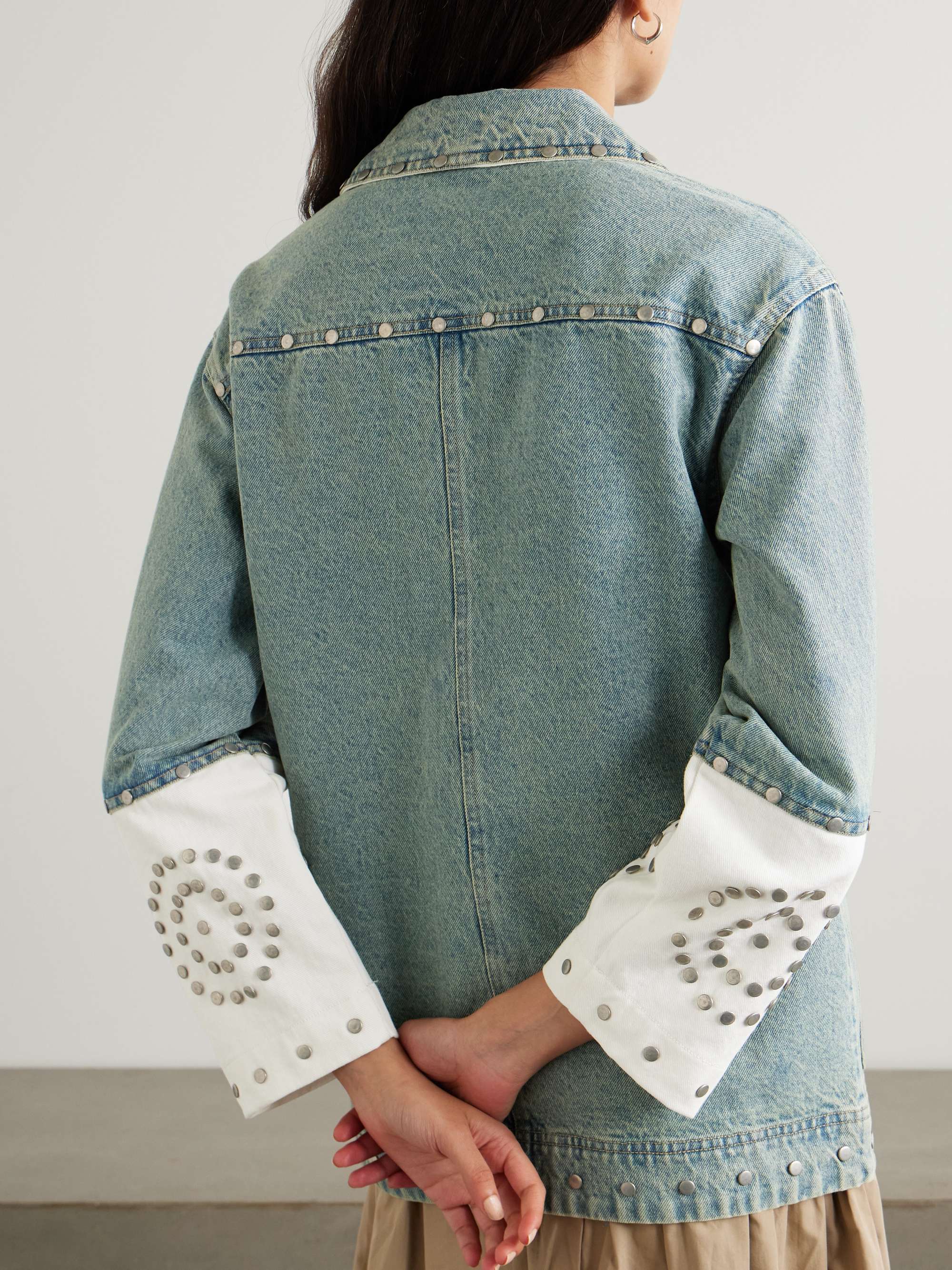 Liam studded two-tone denim jacket view
