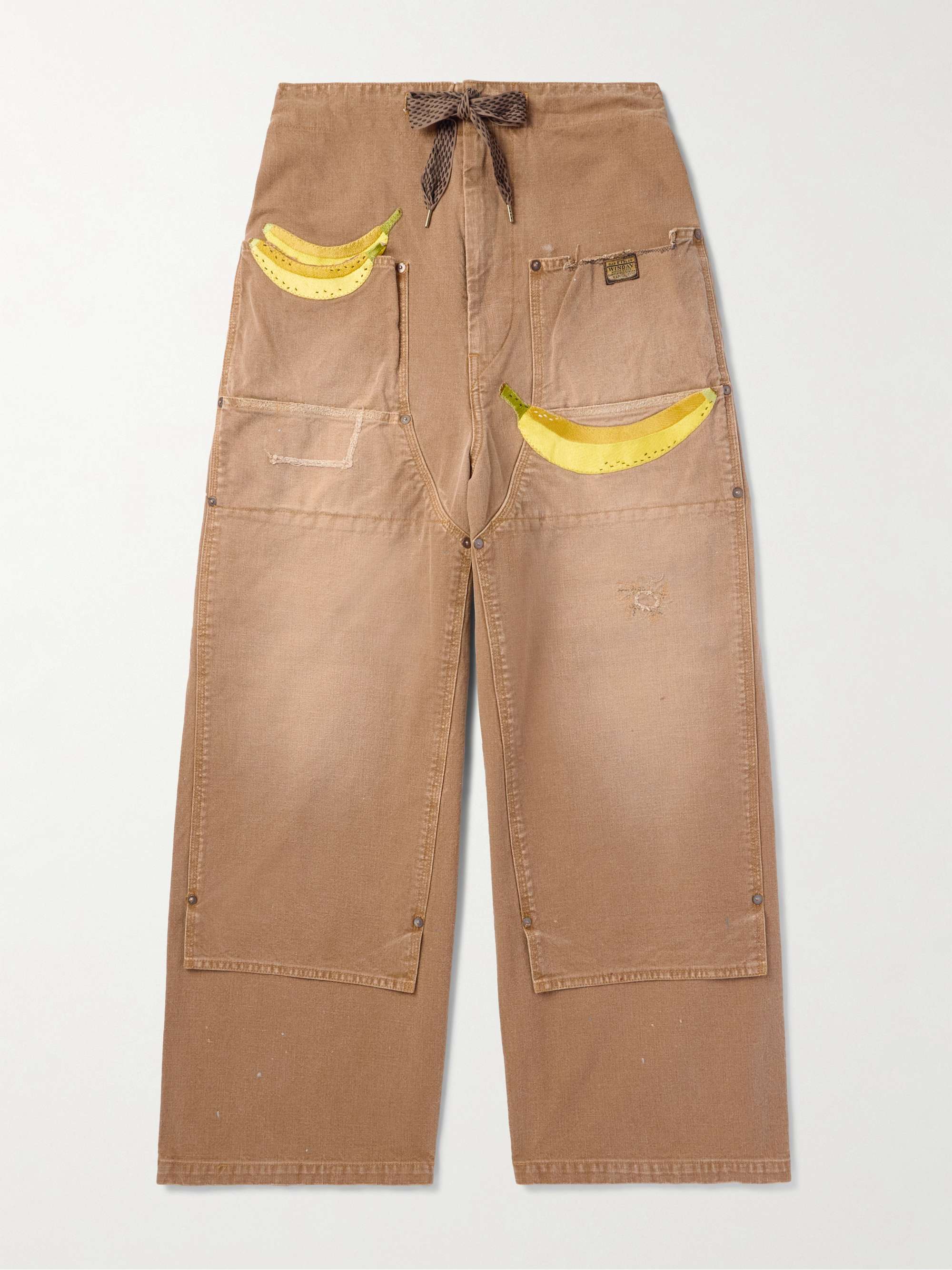 Wide-Leg Appliquéd Distressed Panelled Jeans view