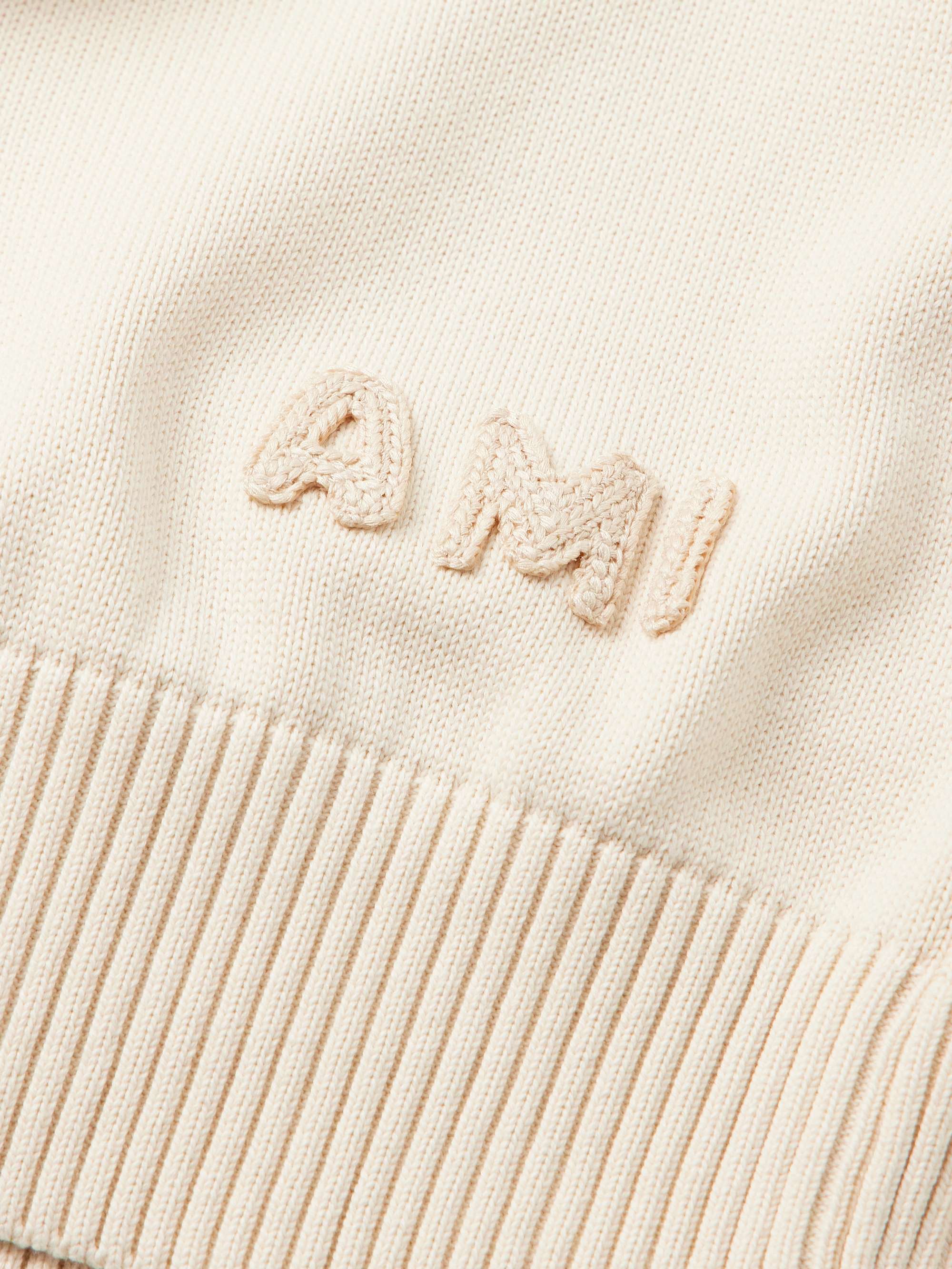 Logo-Appliquéd Organic Cotton and Wool-Blend Sweater view