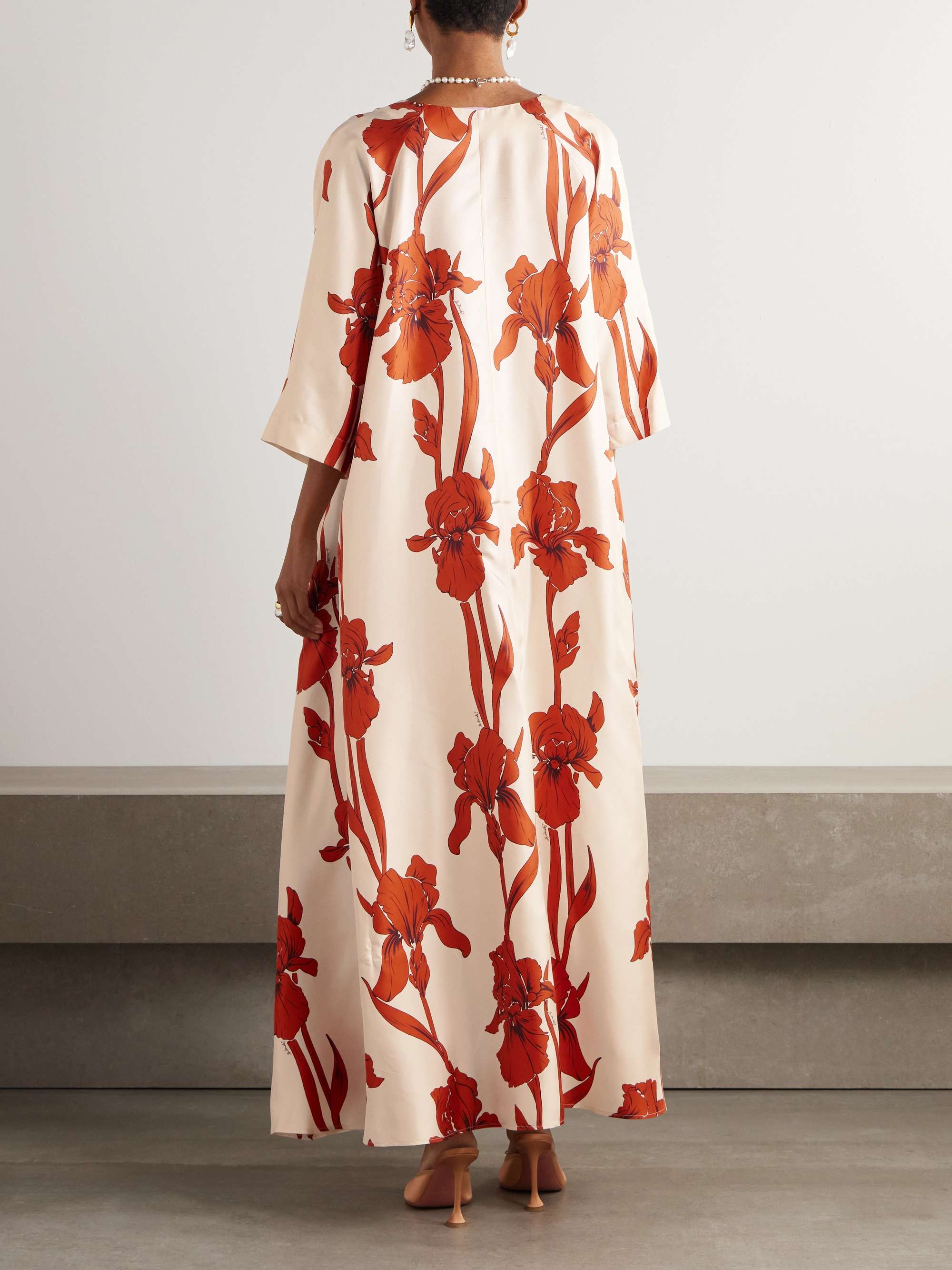 Muumuu floral-print silk-twill maxi dress view