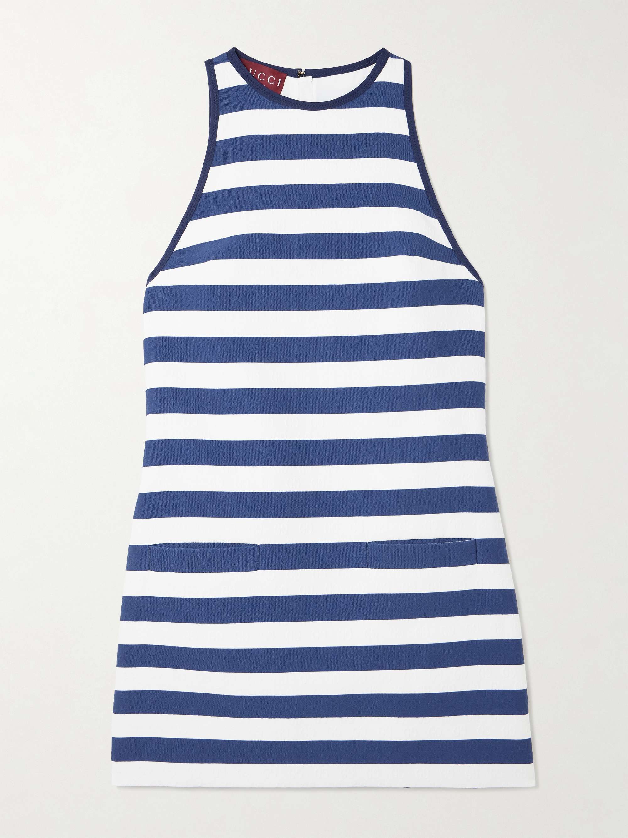 Striped embossed cotton-blend twill mini dress view
