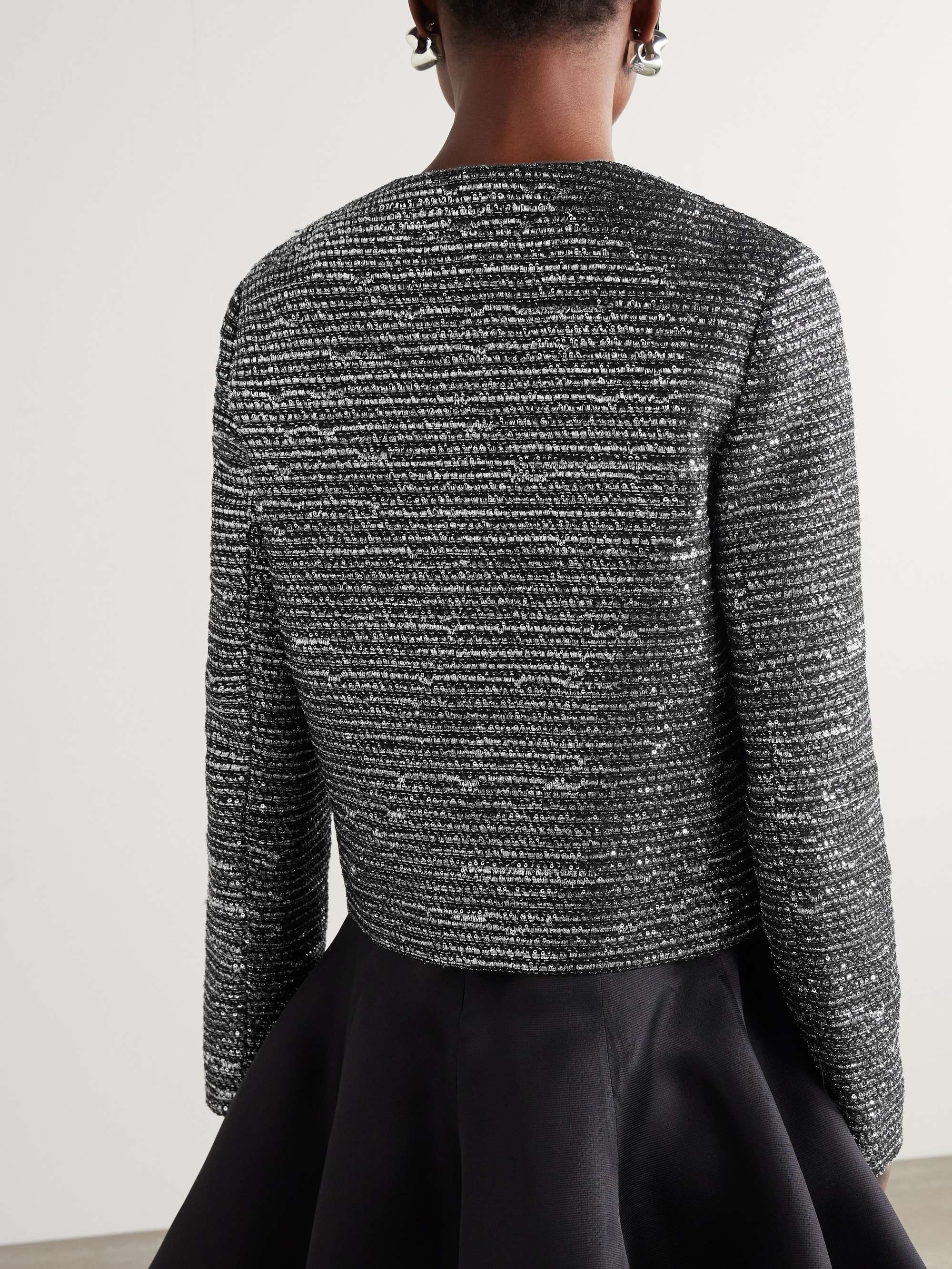 Cropped sequined wool-blend jacket view