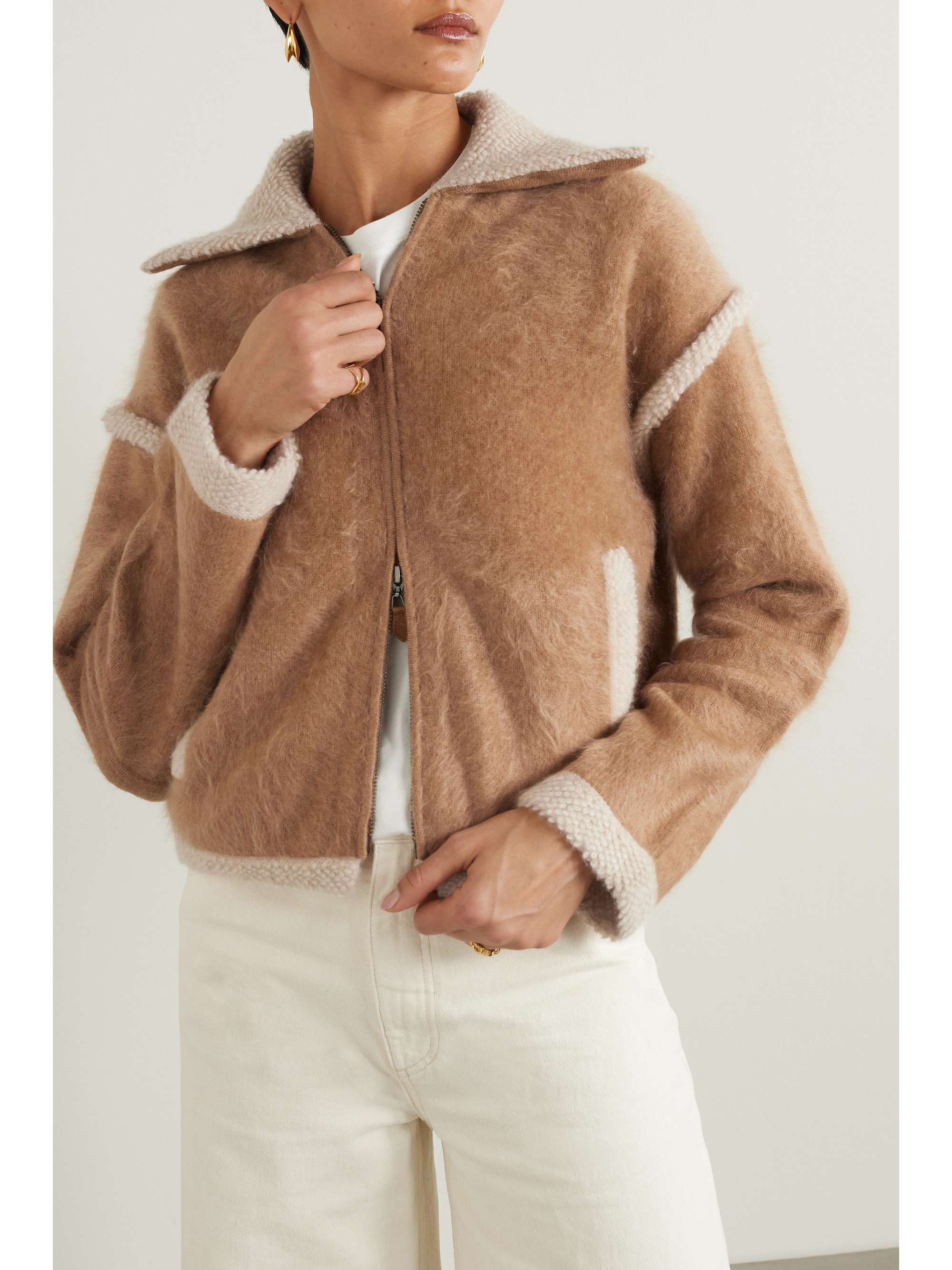 Grizzly bouclé-trimmed cashmere jacket view