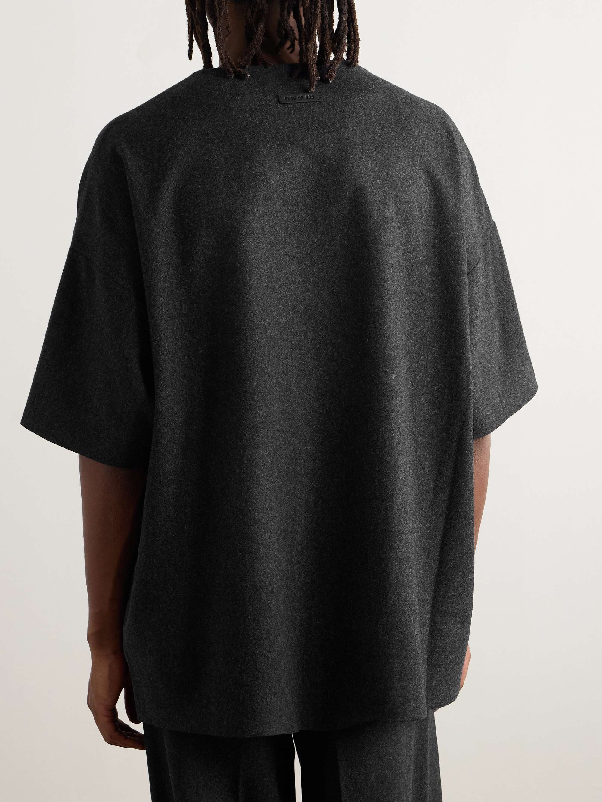 Logo-Appliquéd Wool-Blend Flannel T-Shirt view