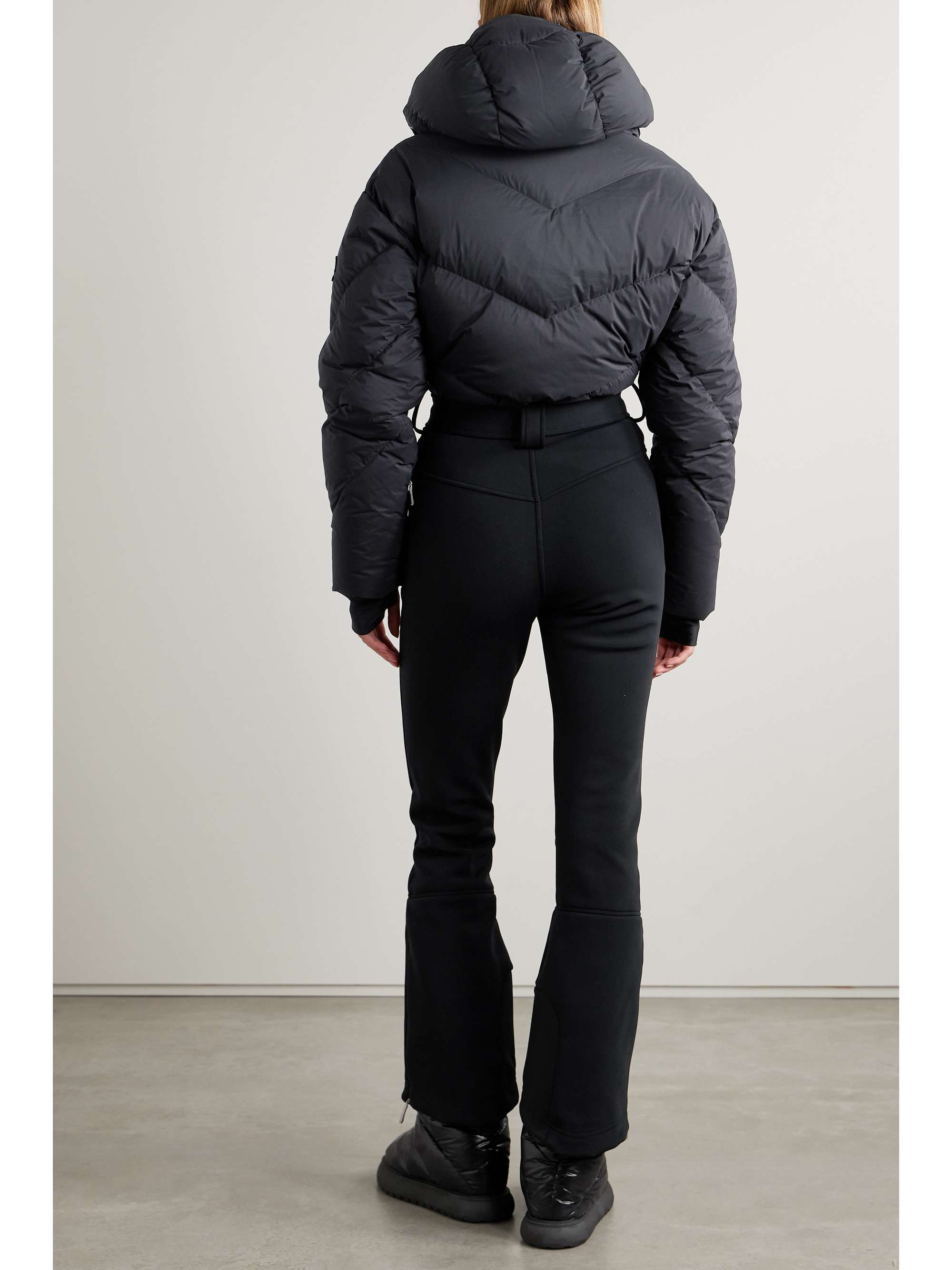 Ajax belted hooded quilted down ski suit view