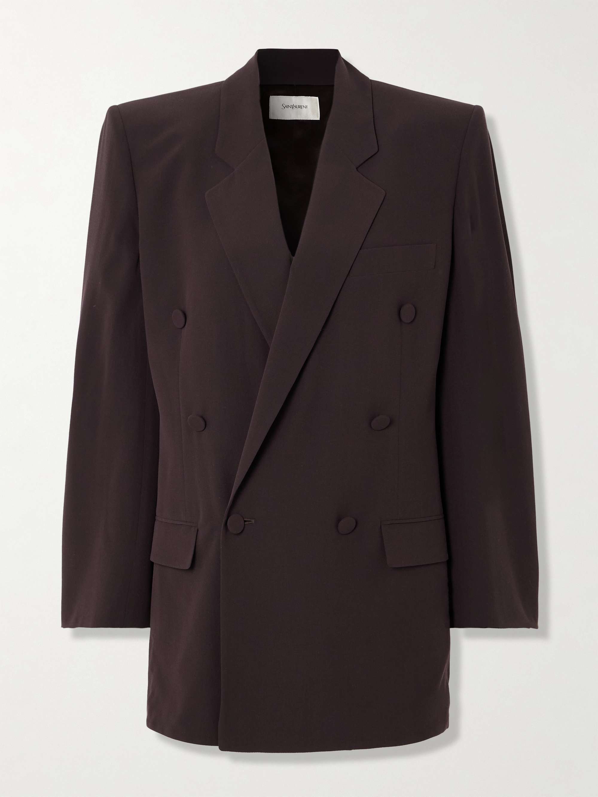 Double-breasted silk-crepe blazer view
