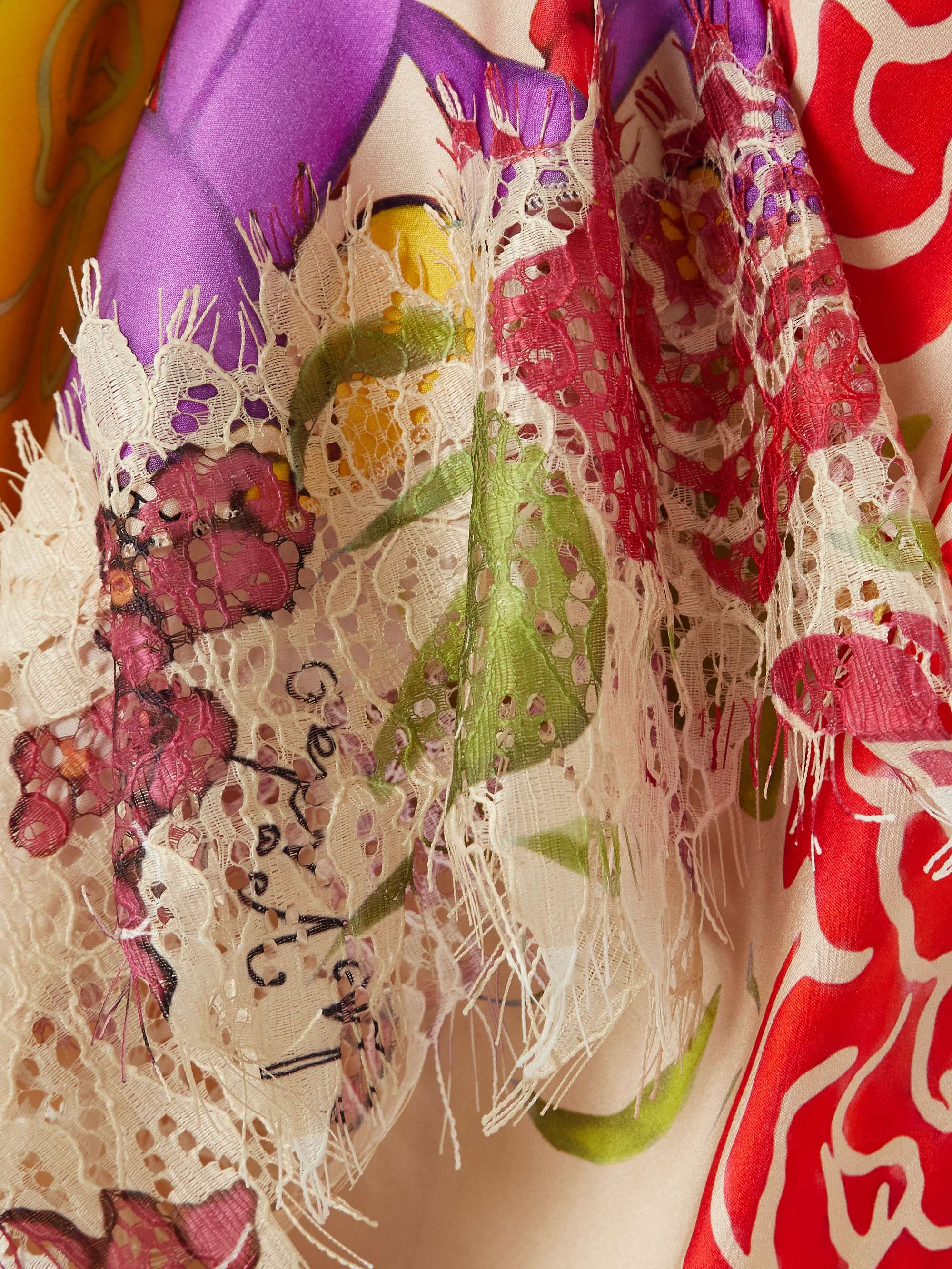 Flores lace-trimmed floral-print silk-blend satin mini dress view