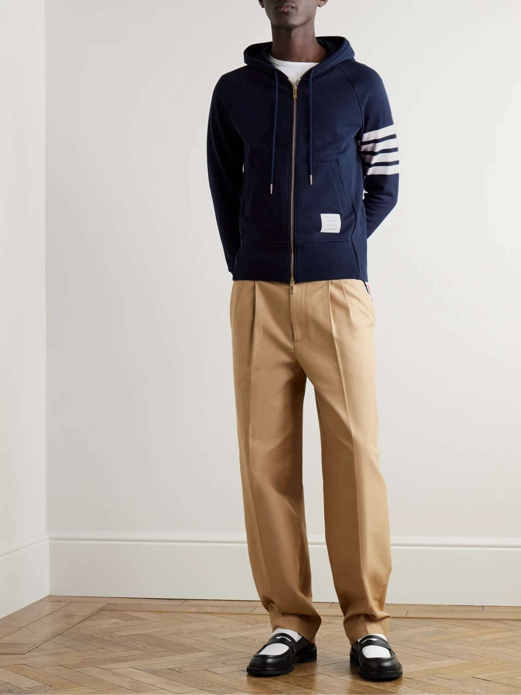 Slim-Fit Striped Loopback Cotton-Jersey Zip-Up Hoodie view