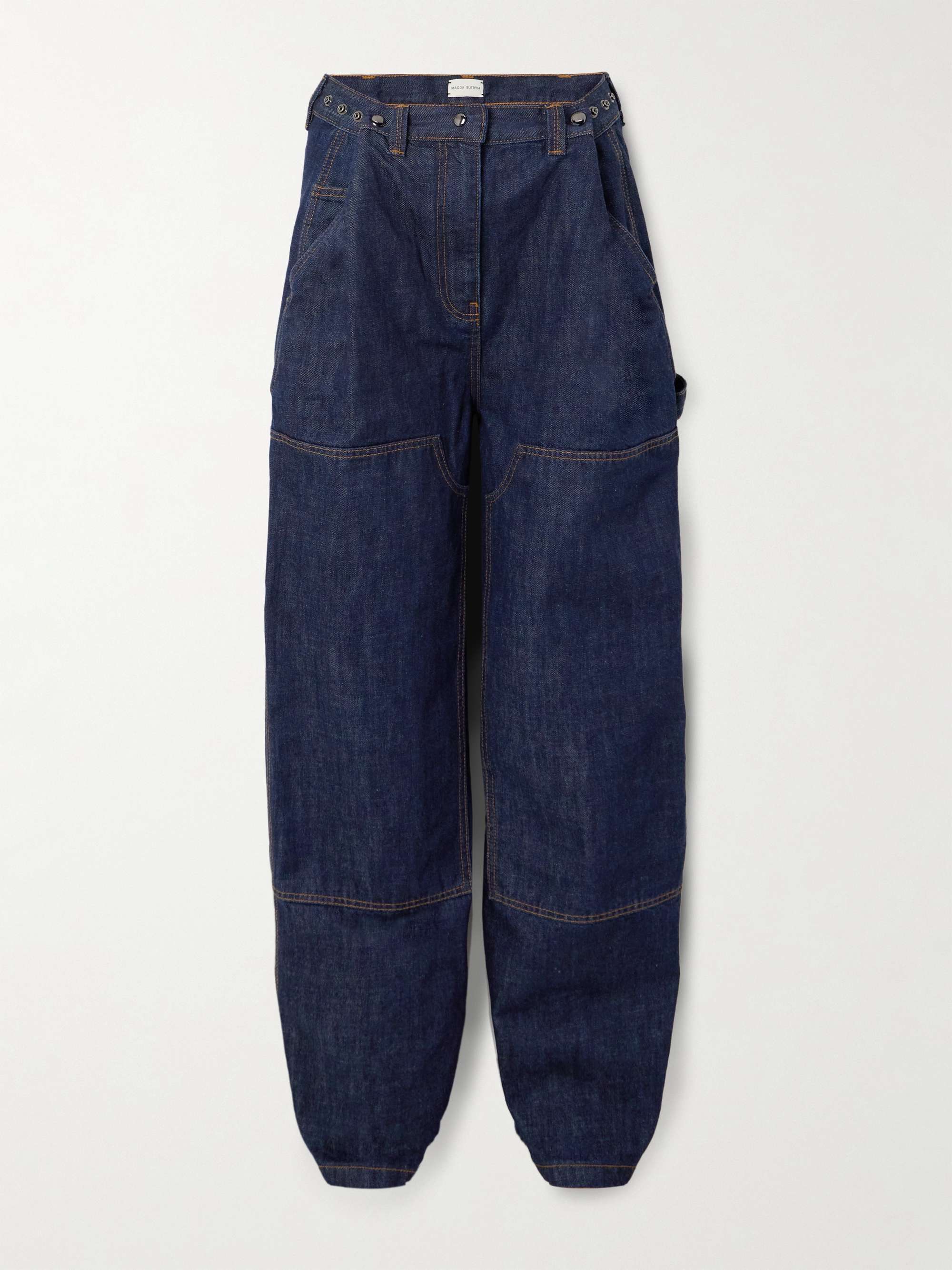 Convertible paneled high-rise wide-leg jeans view