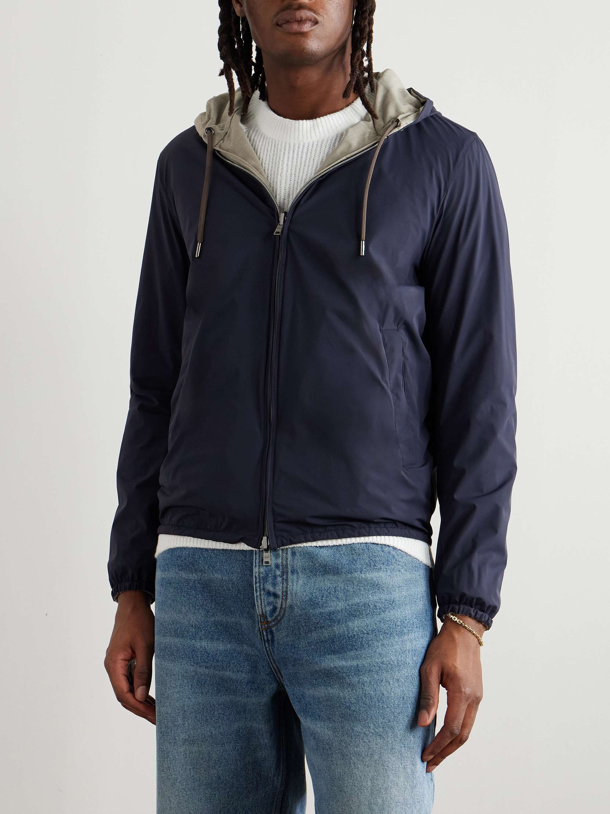 Reversible Virgin Wool and Silk-Blend and Shell Hooded Jacket view