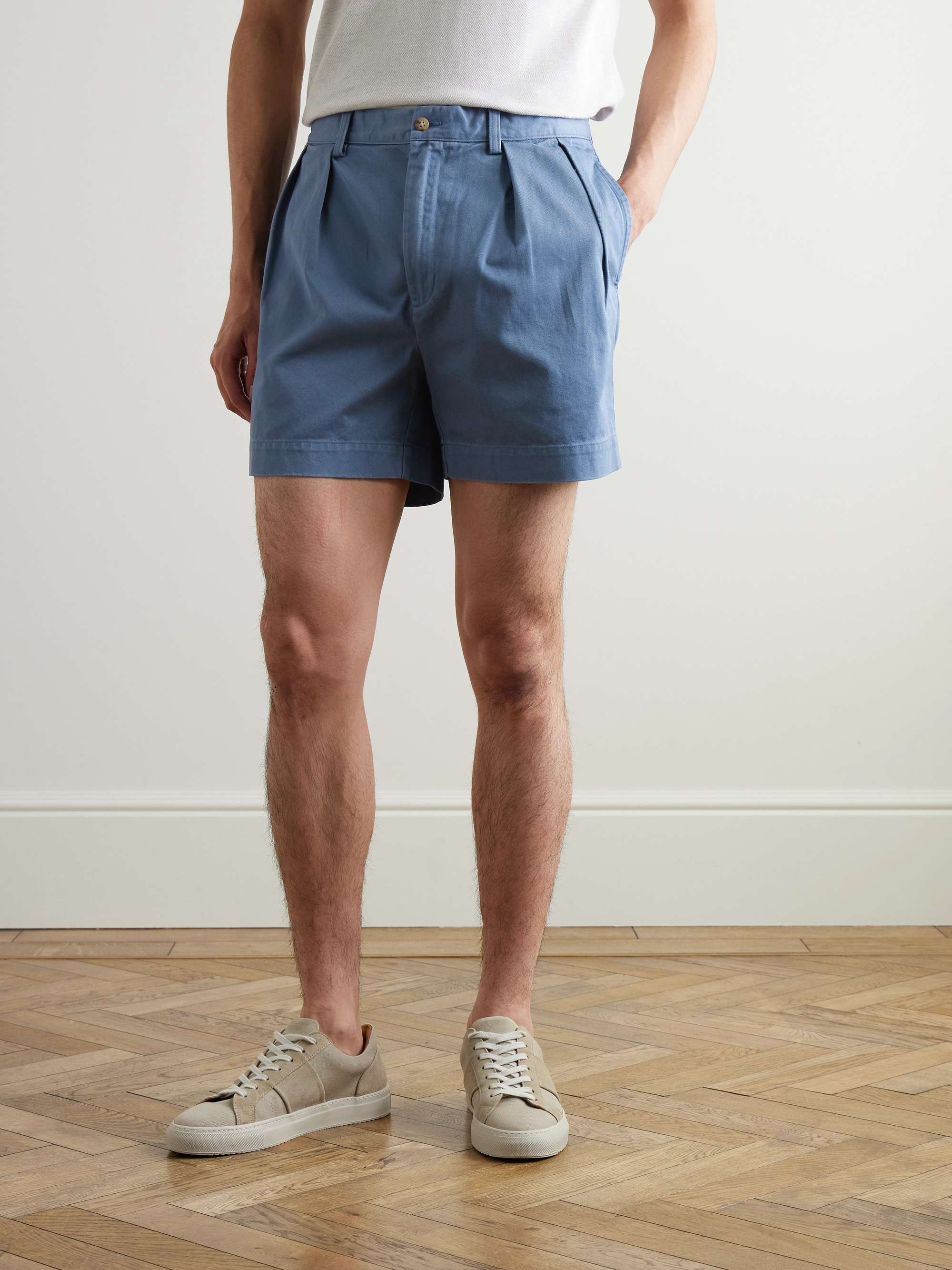 Cormac Straight-Leg Pleated Cotton-Twill Shorts view
