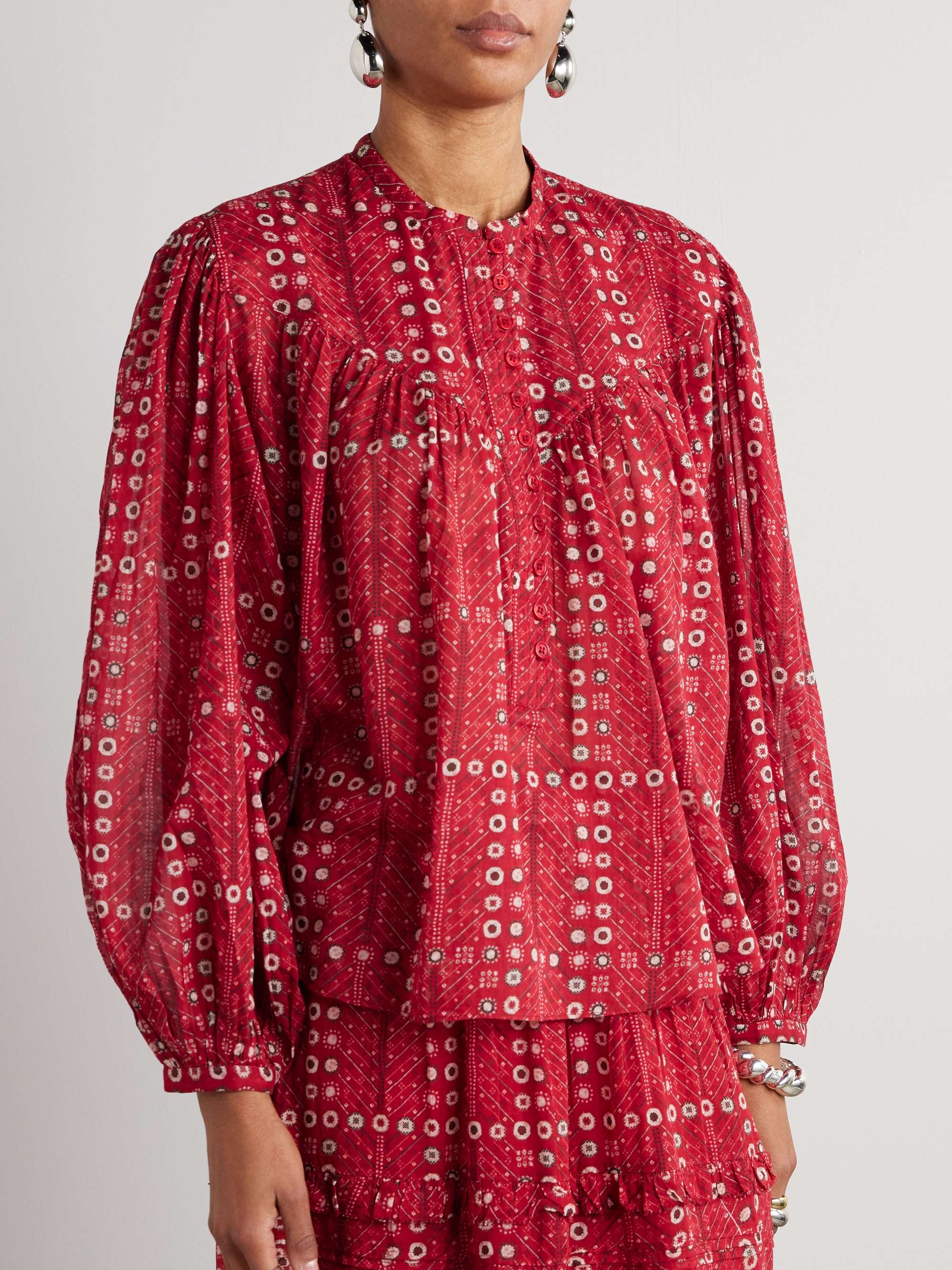 Salika printed cotton-voile blouse view