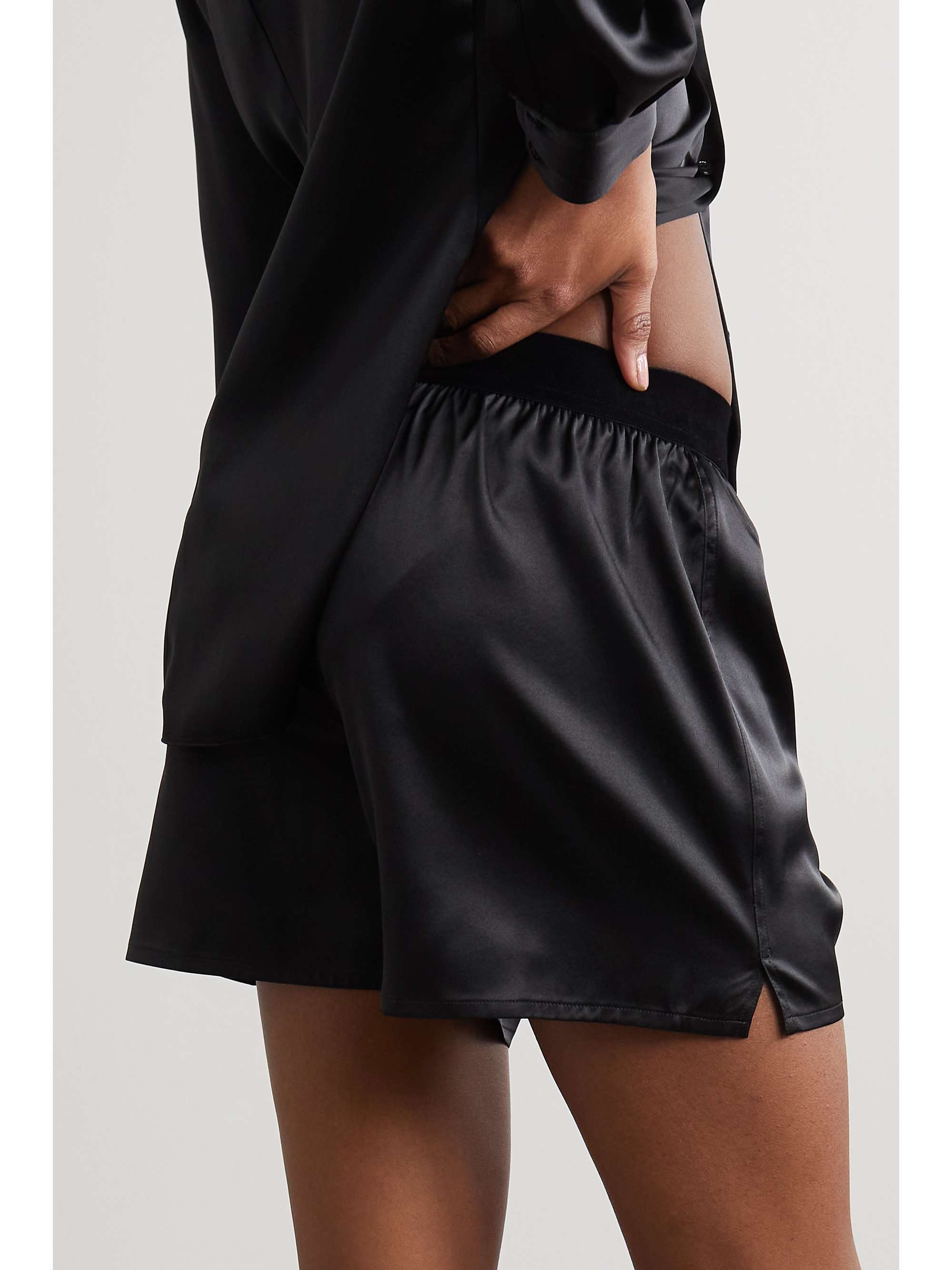 Velvet-trimmed stretch-silk shorts view