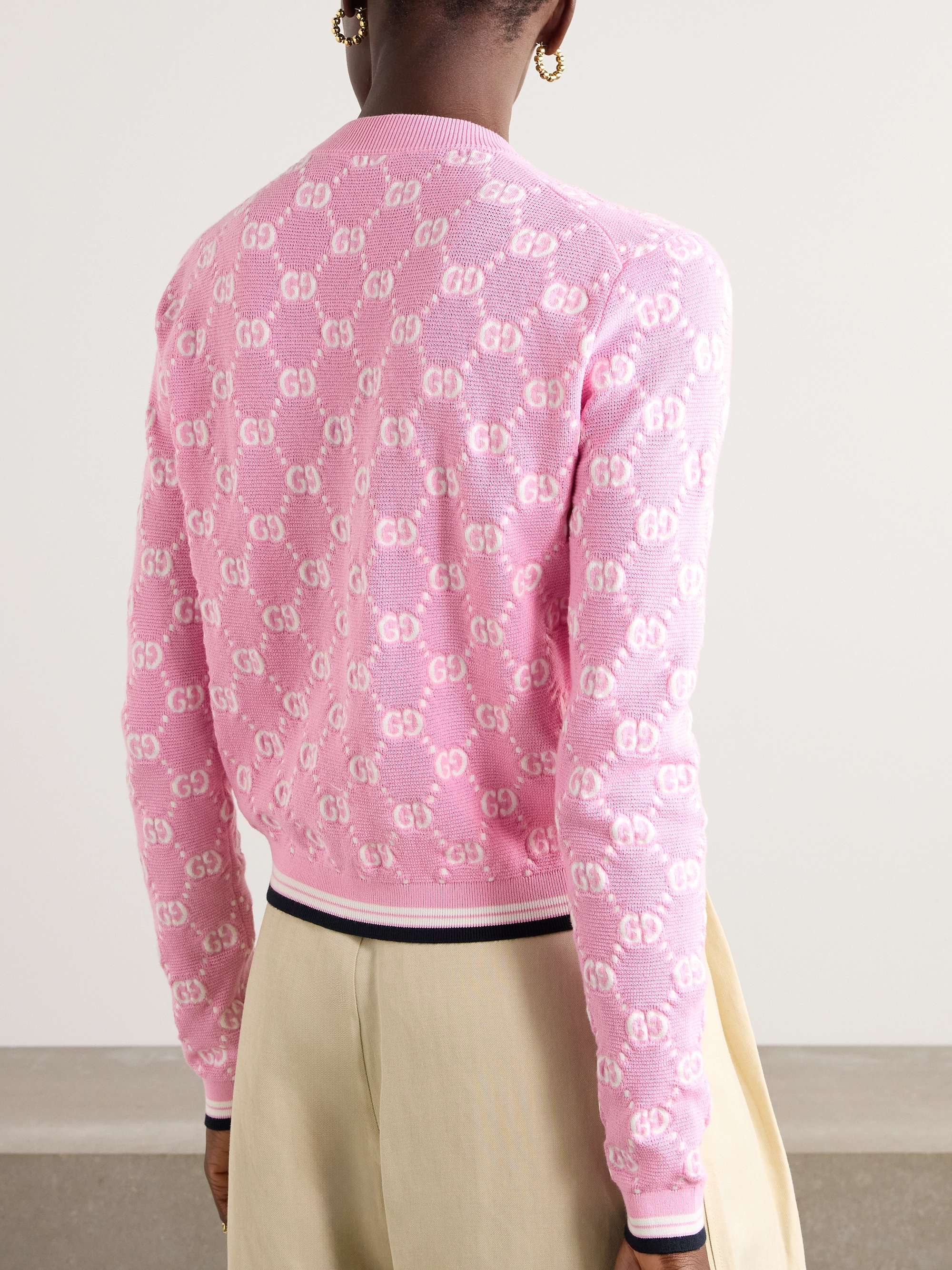 Papiro webbing-trimmed jacquard-knit cotton cardigan view