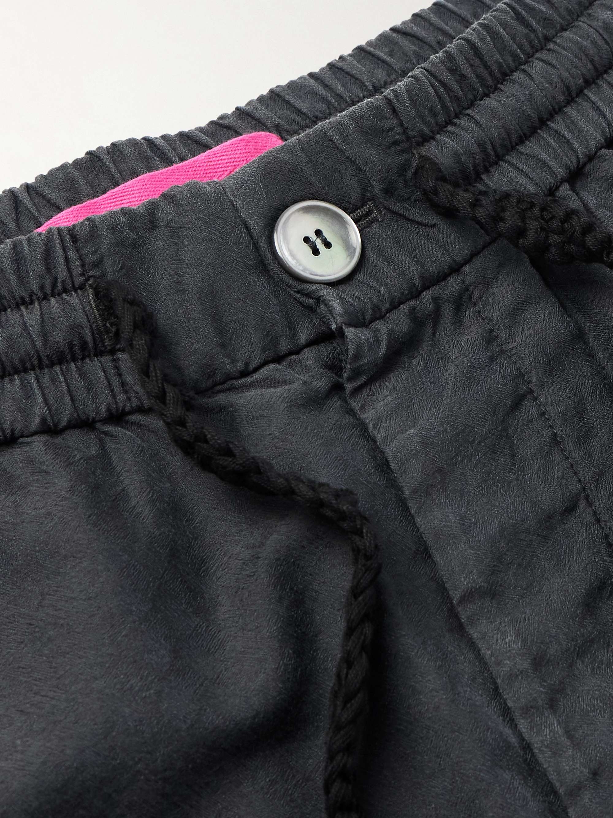 Straight-Leg Cotton and Silk-Blend Jacquard Drawstring Shorts view