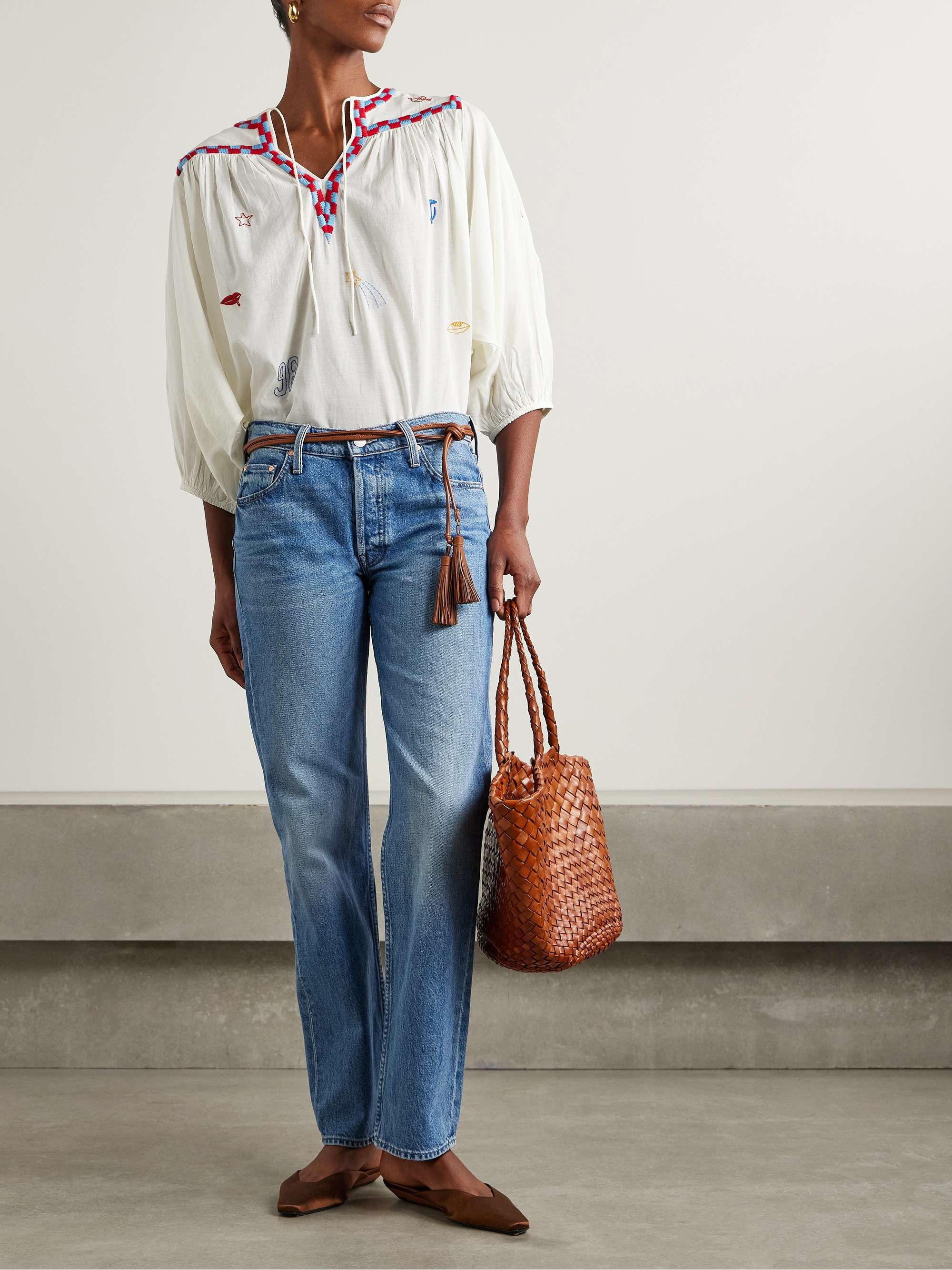 The Breeze embroidered cotton-blend voile blouse view