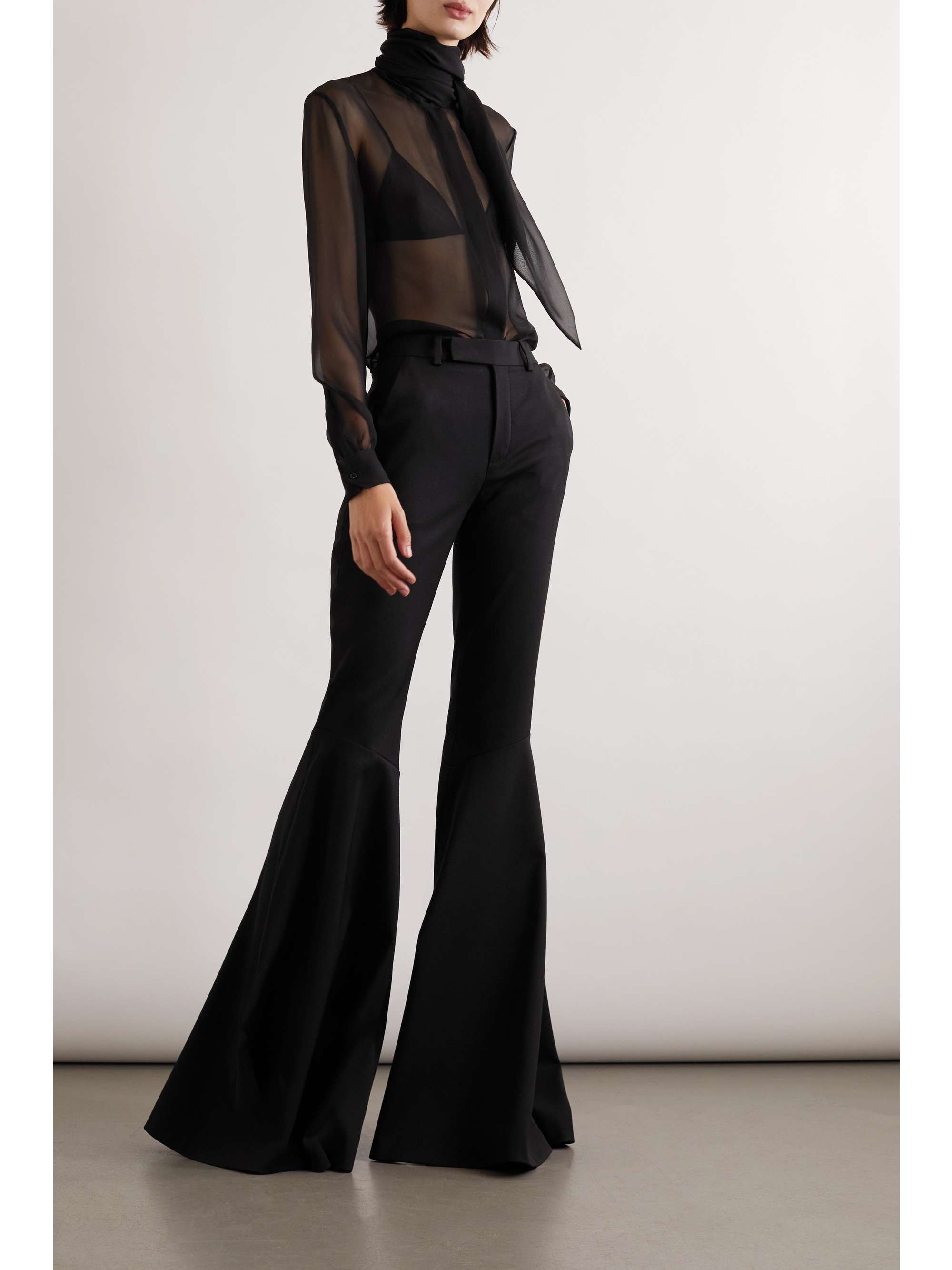 Tie-detailed silk-chiffon blouse view