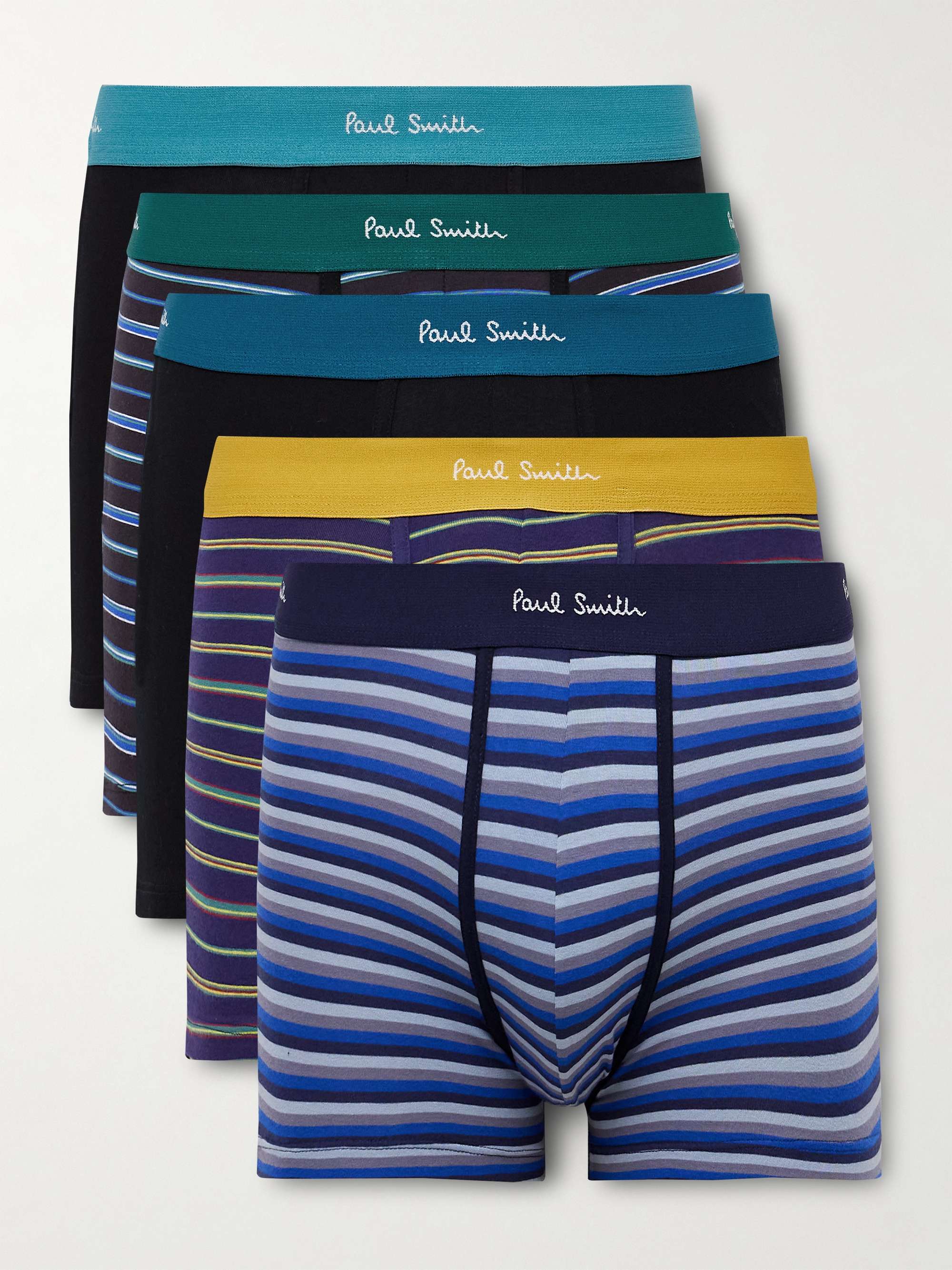 Five-Pack Striped Stretch Organic Cotton Boxer Briefs view