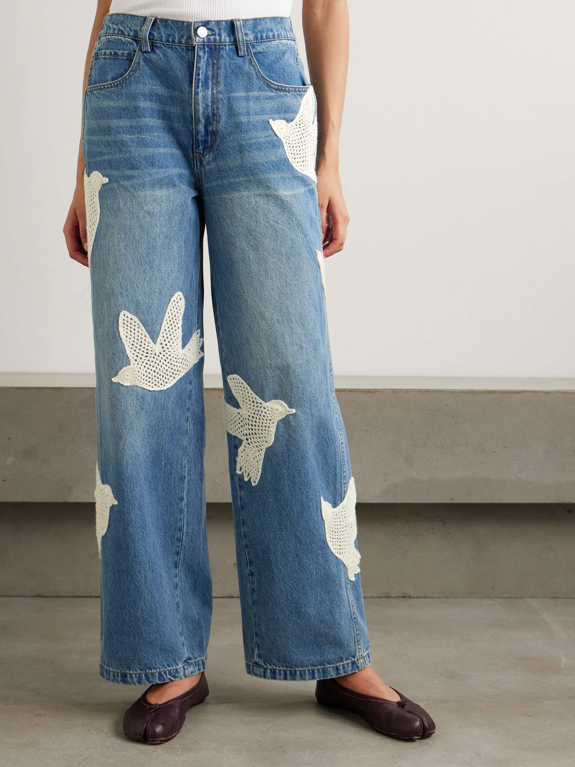 Payton crochet-trimmed high-rise wide-leg jeans view