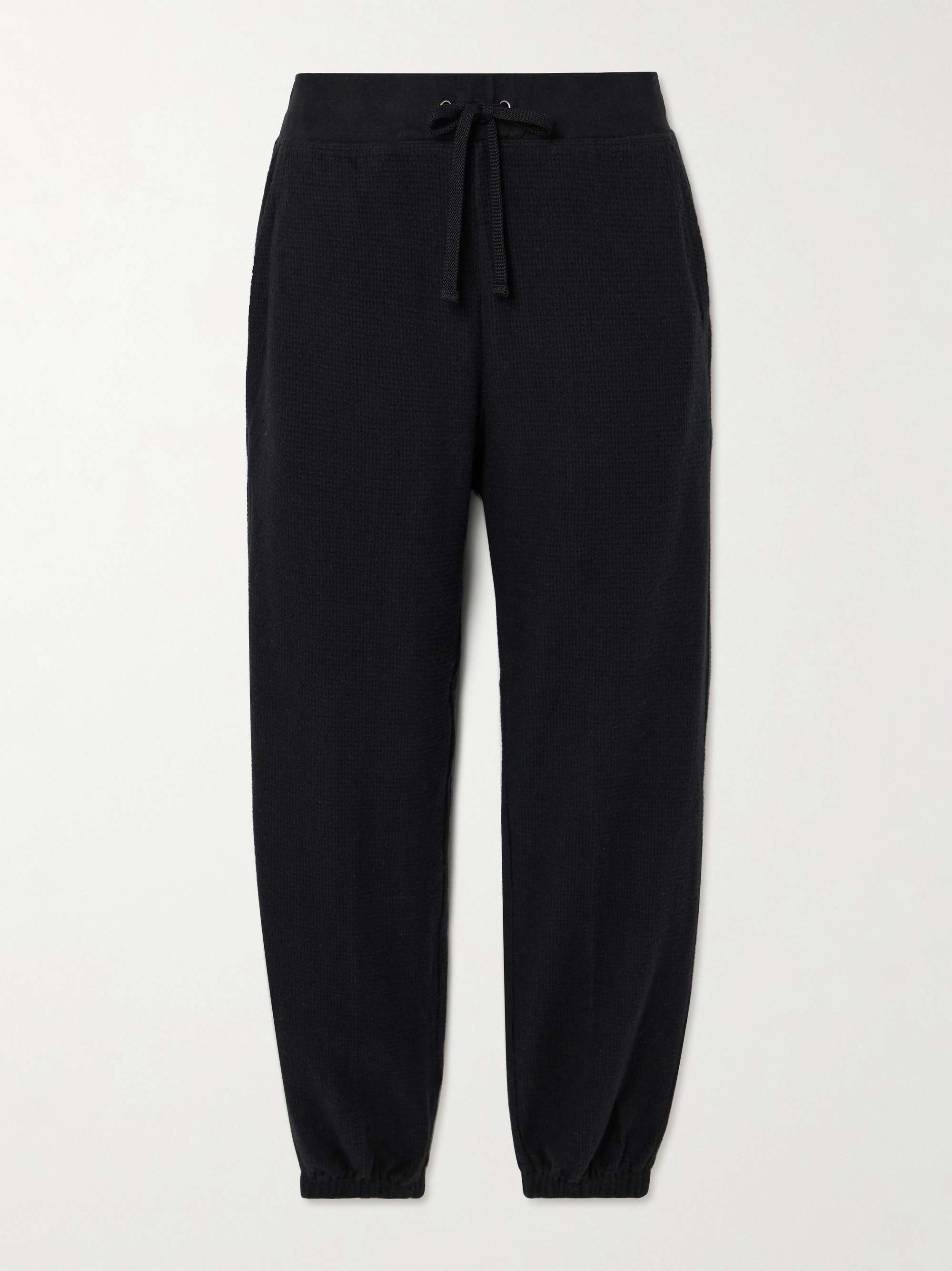 Brushed cotton and cashmere-blend tapered track pants view