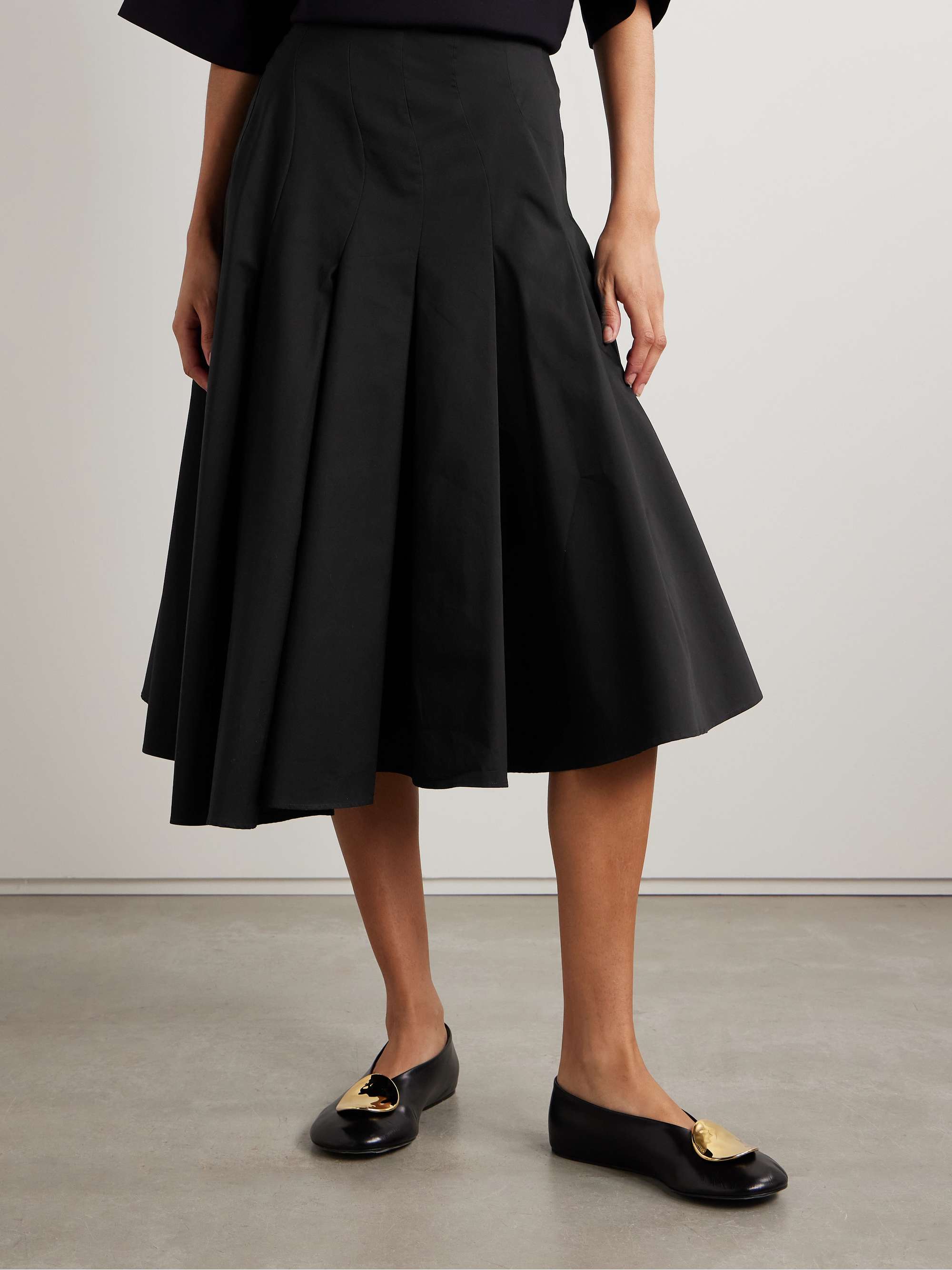 Rio asymmetric paneled cotton-poplin midi skirt view