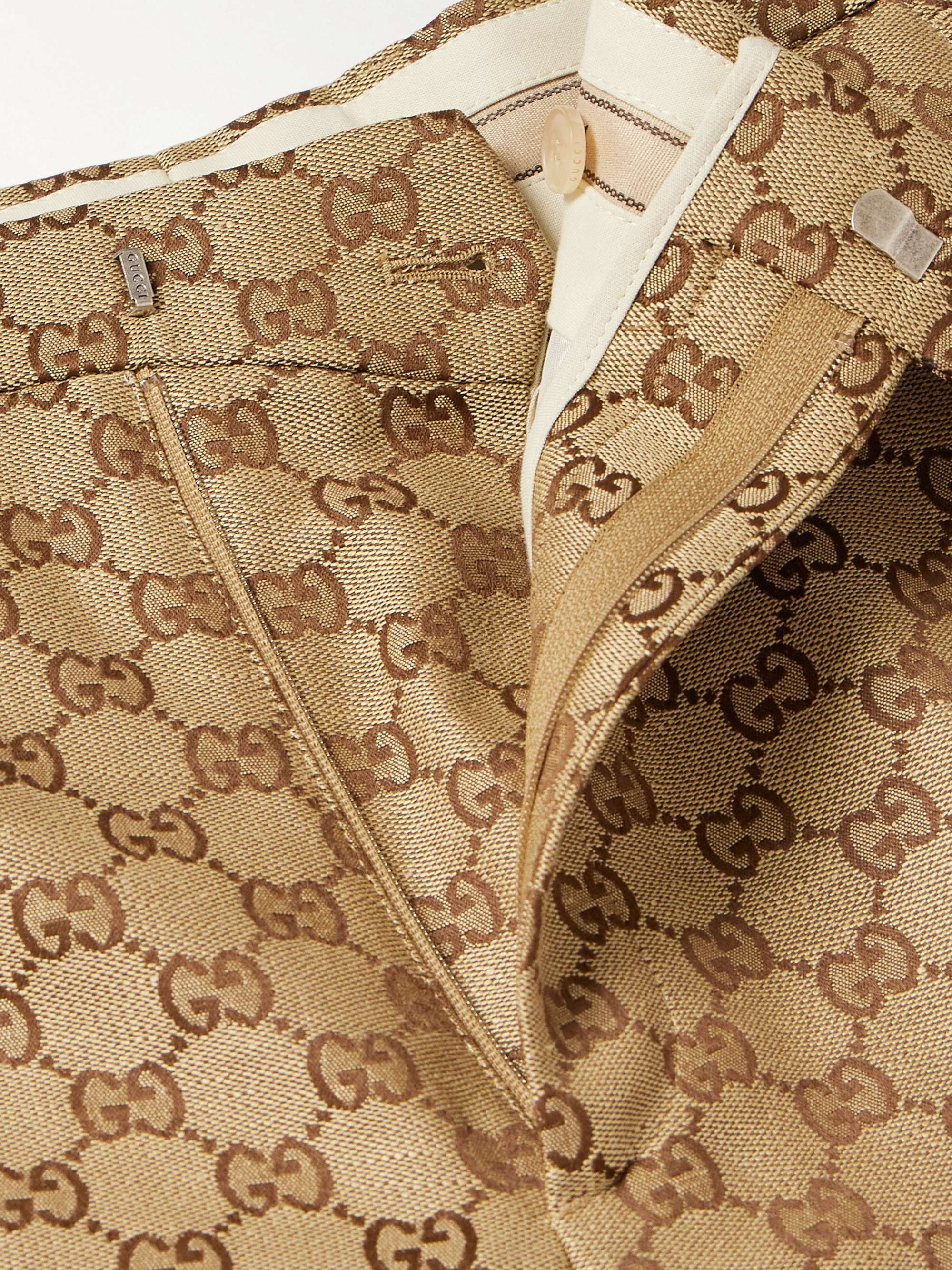 Aria Flared Monogrammed Linen-Blend Suit Trousers view