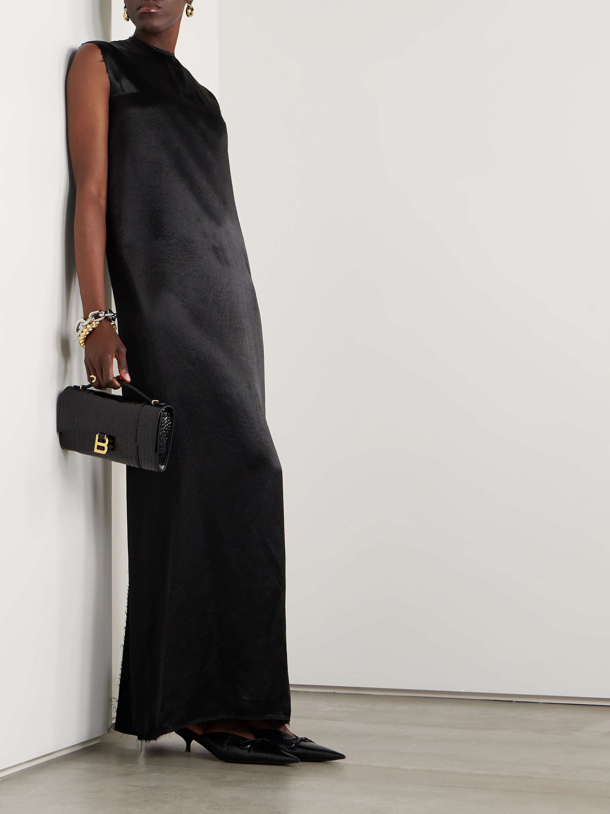 Frayed satin maxi dress view