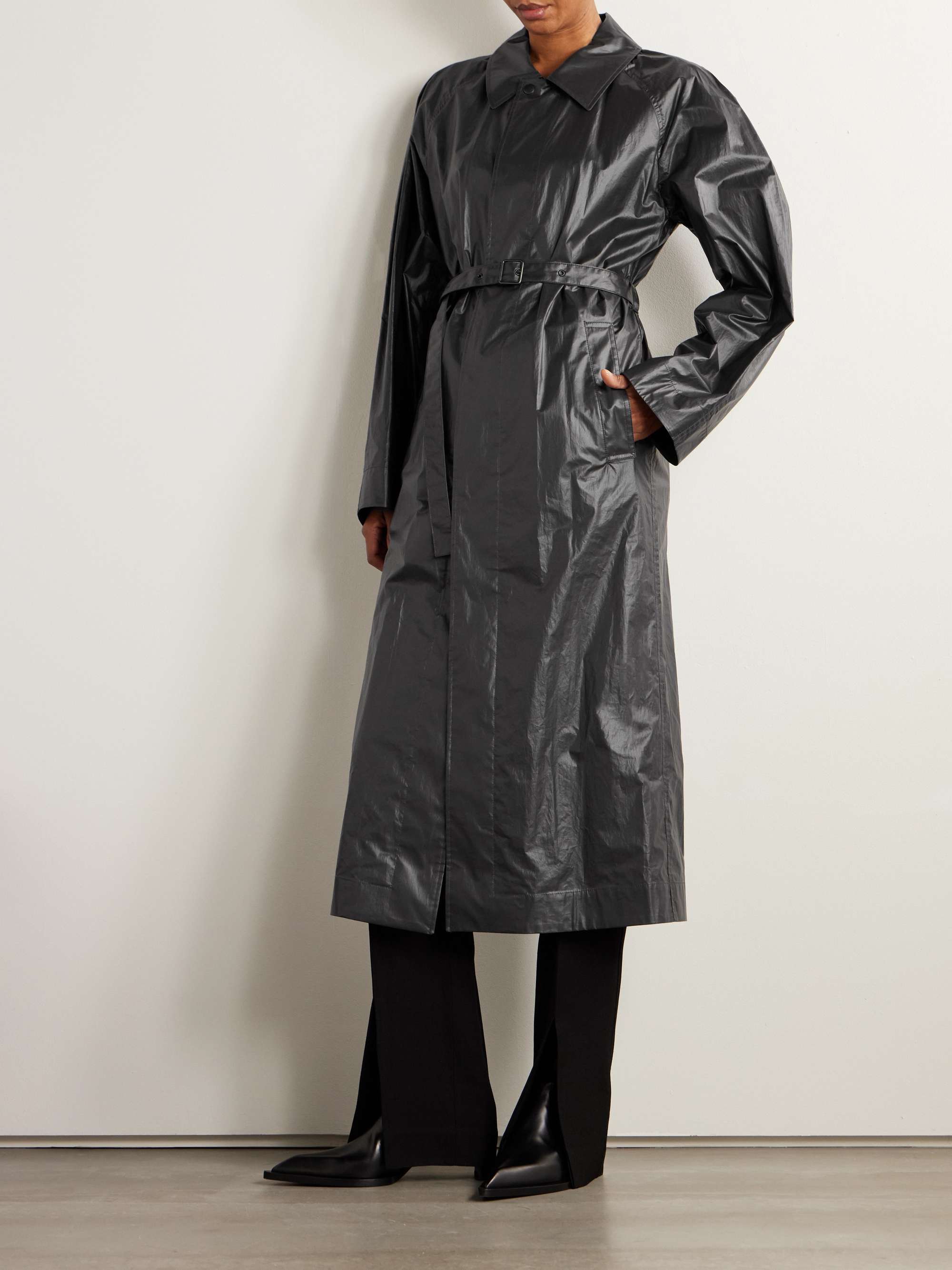 Belted coated-organic cotton trench coat view