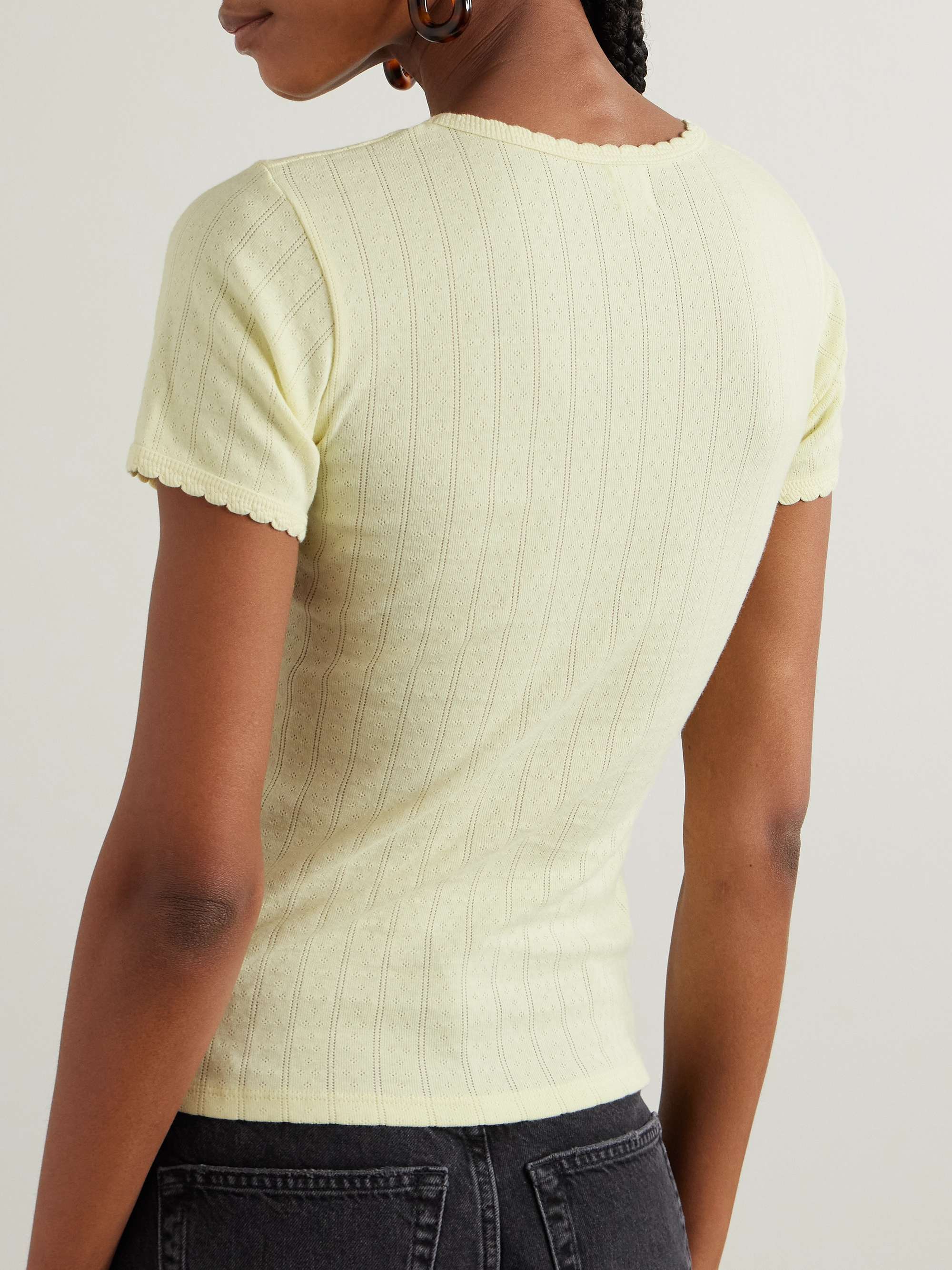 Pointelle-knit cotton T-shirt view
