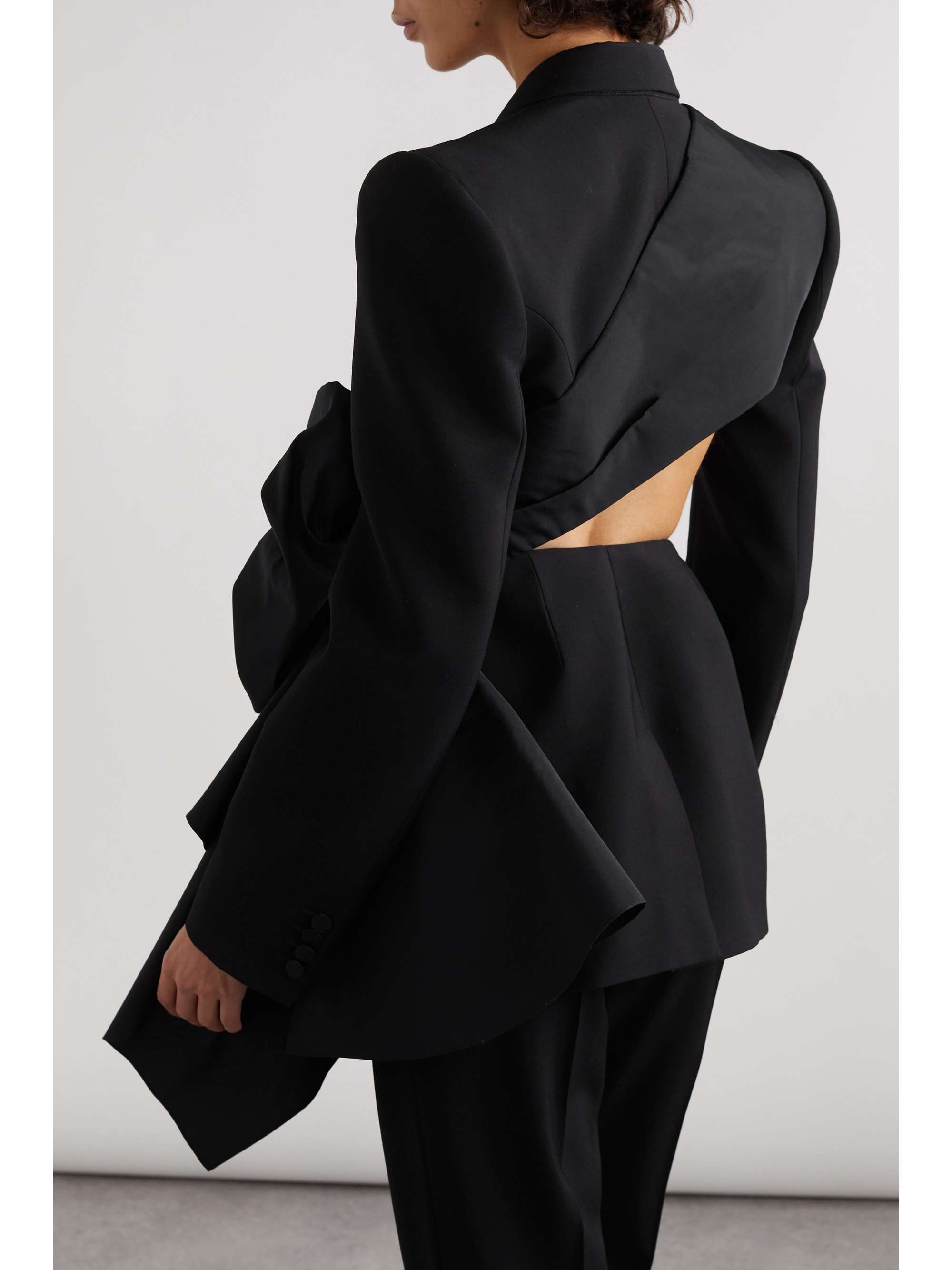 Asymmetric cutout grain de poudre wool, taffeta and silk-blend satin blazer view