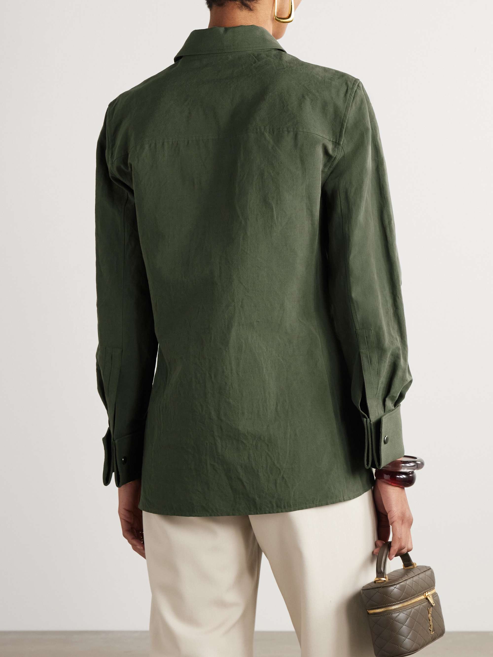 Embroidered cotton and linen-blend shirt view