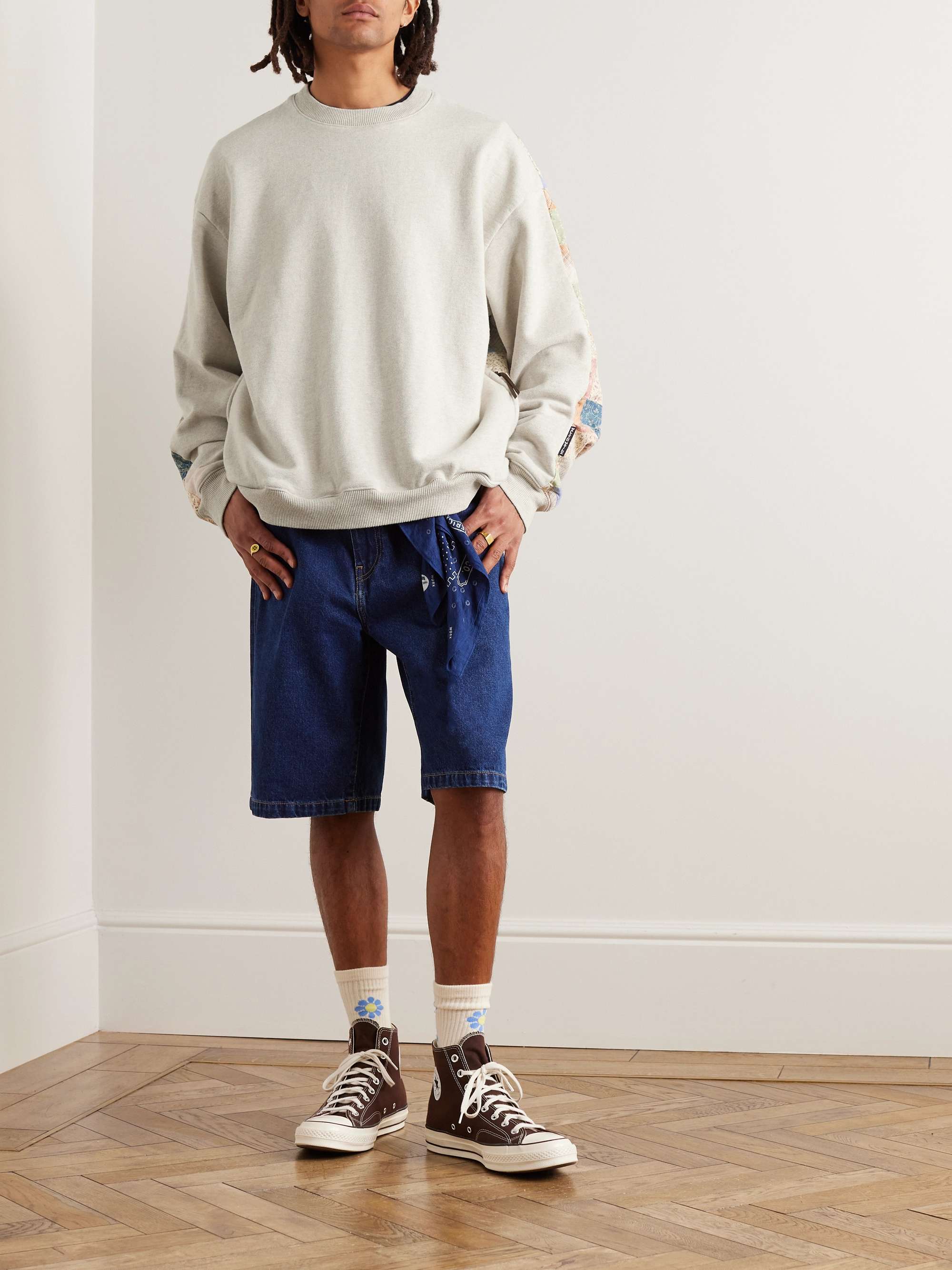 Patchwork Cotton-Blend Jersey Sweatshirt view