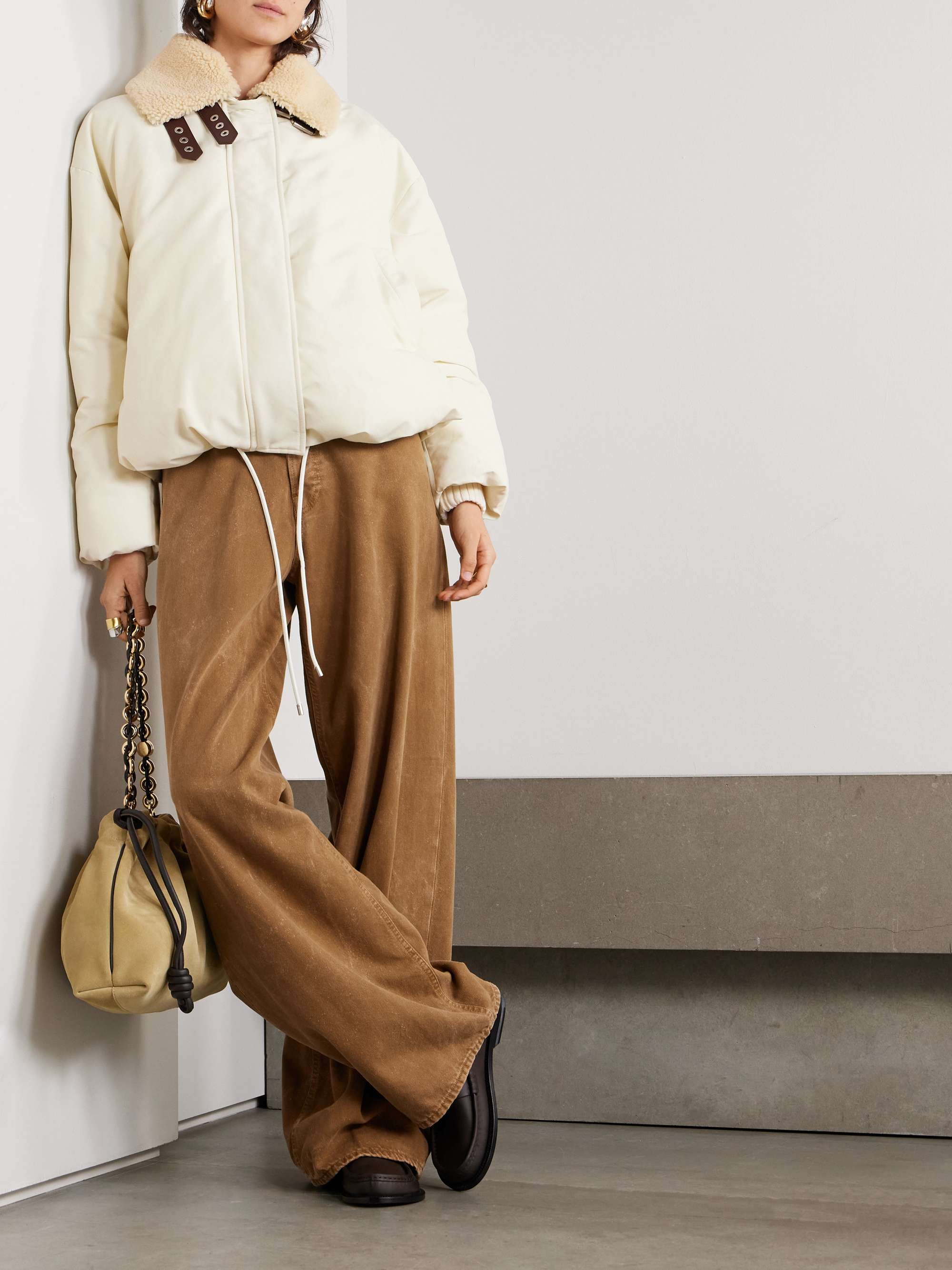 Shearling-trimmed cotton-blend shell jacket view