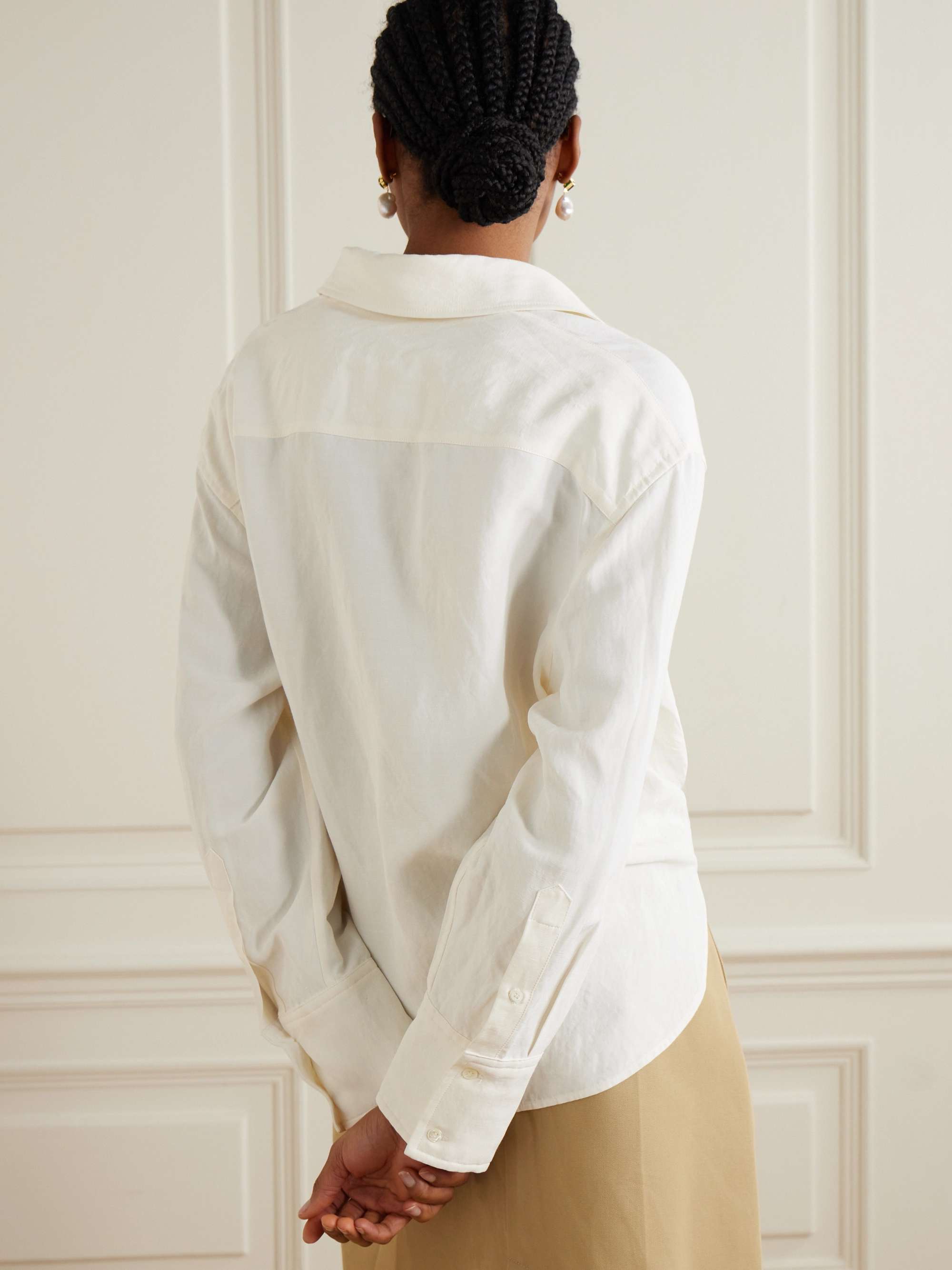 Draped embellished voile shirt view