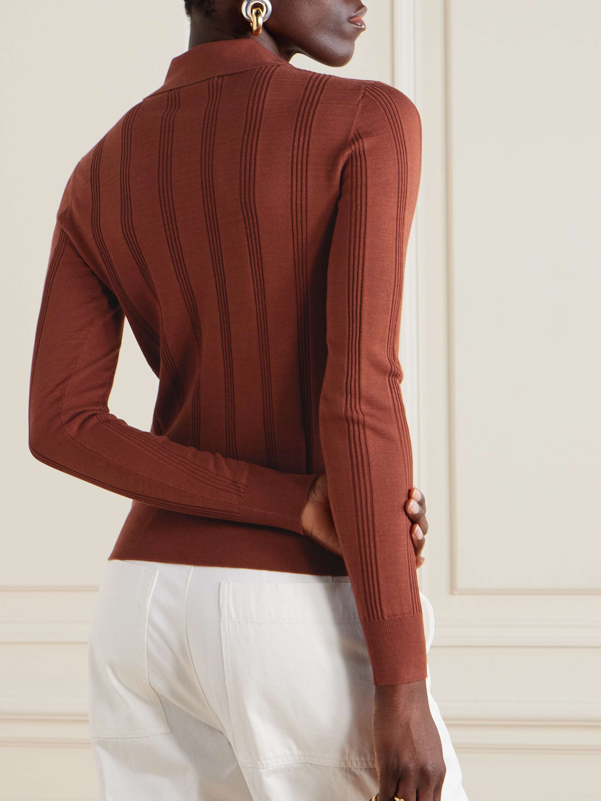 Ribbed cotton polo shirt view