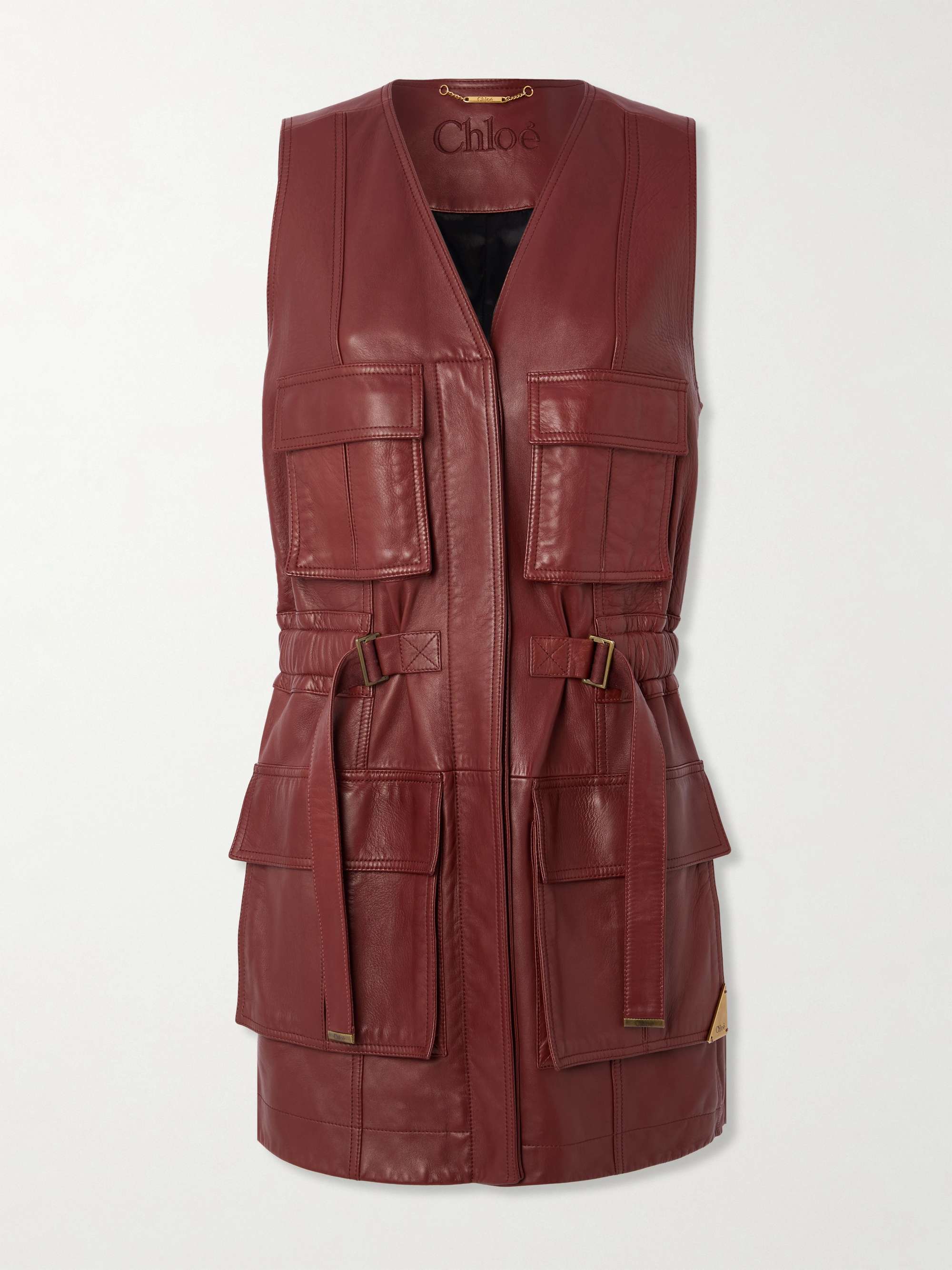 Buckled leather vest view