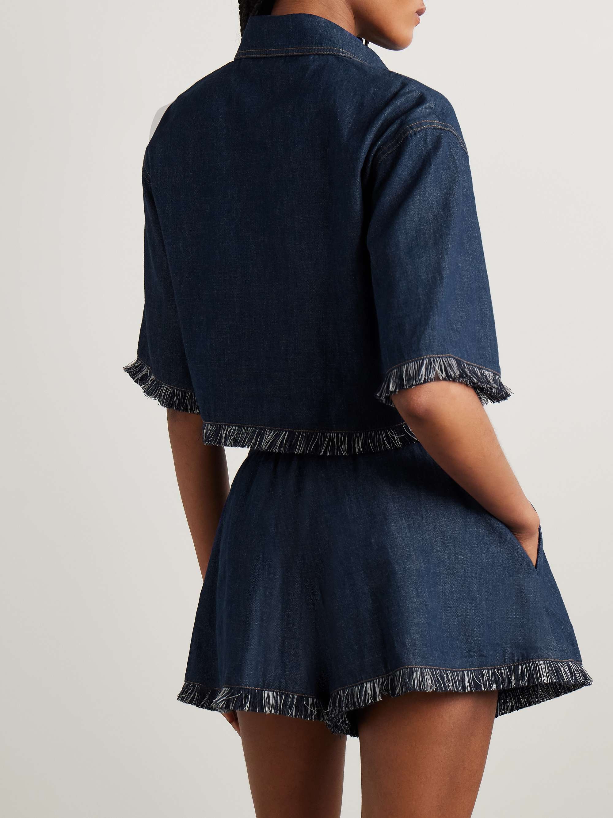 Rhiannon cropped frayed denim shirt view