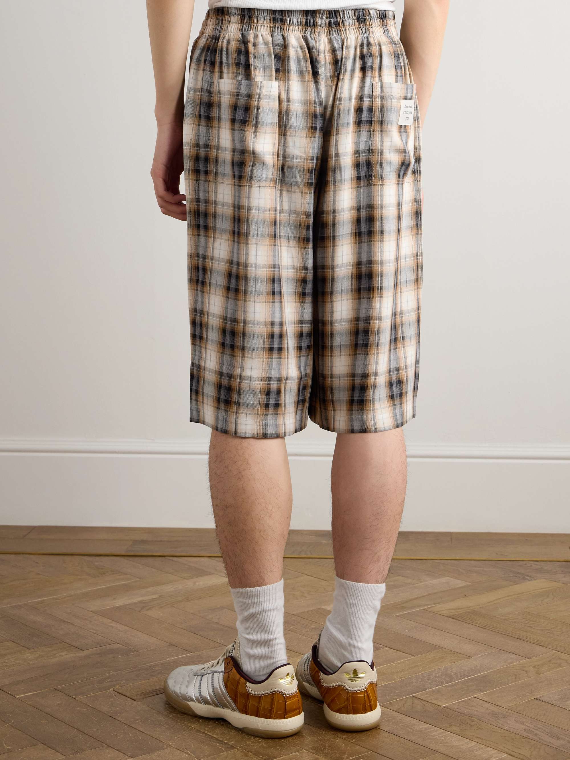 Straight-Leg Checked Twill Drawstring Shorts view