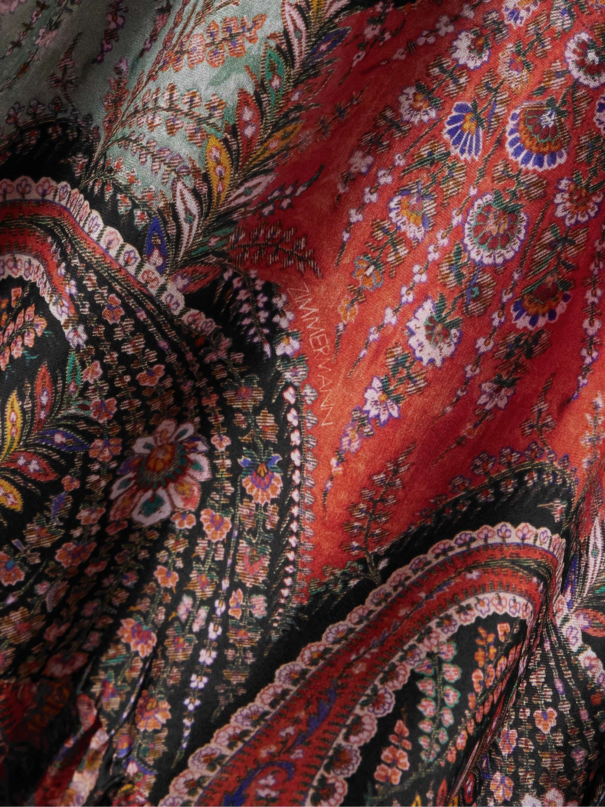 Rhiannon ruffled paisley-print organic silk blouse view