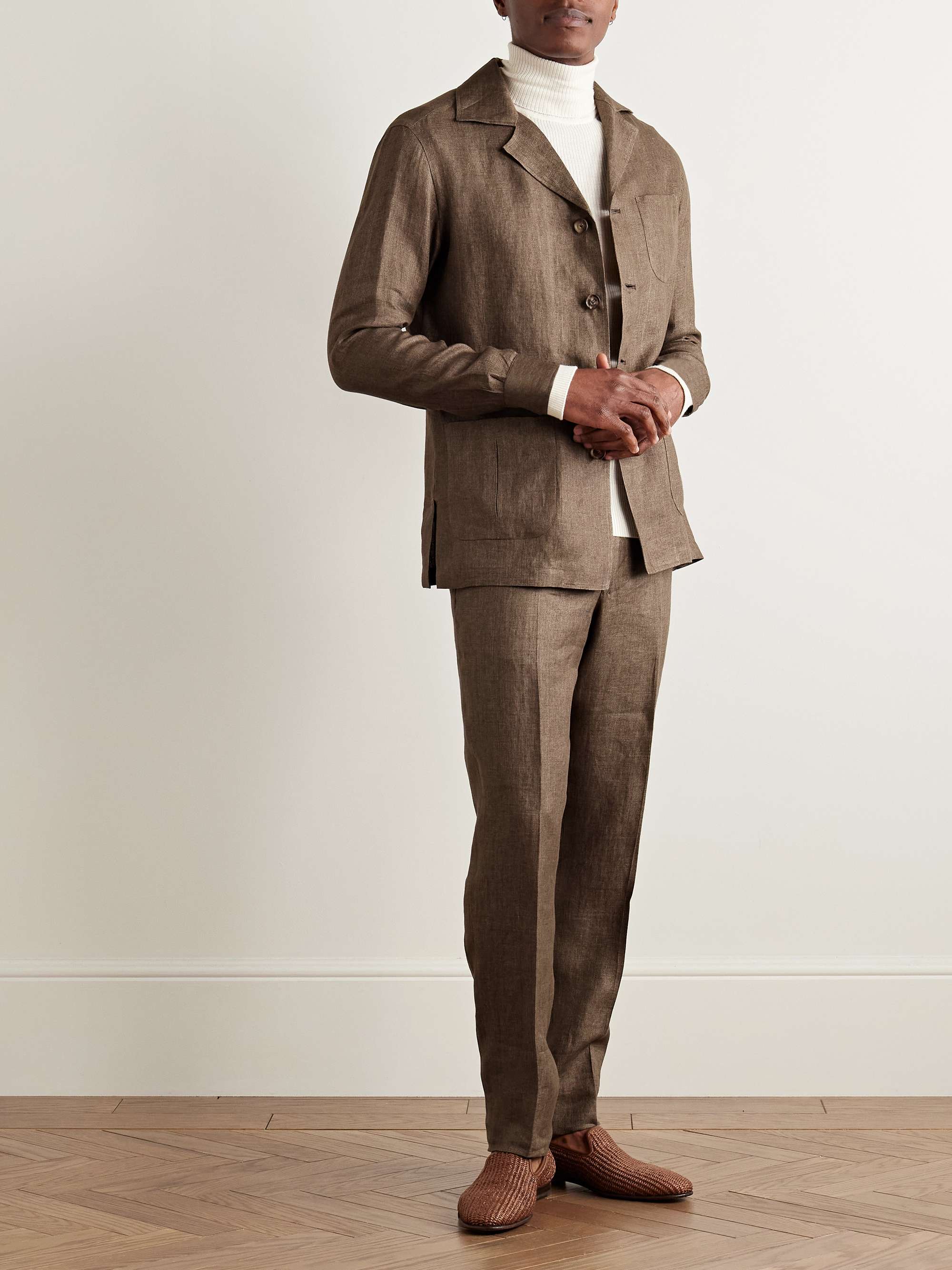 Slim-Fit Camp-Collar Linen Overshirt view