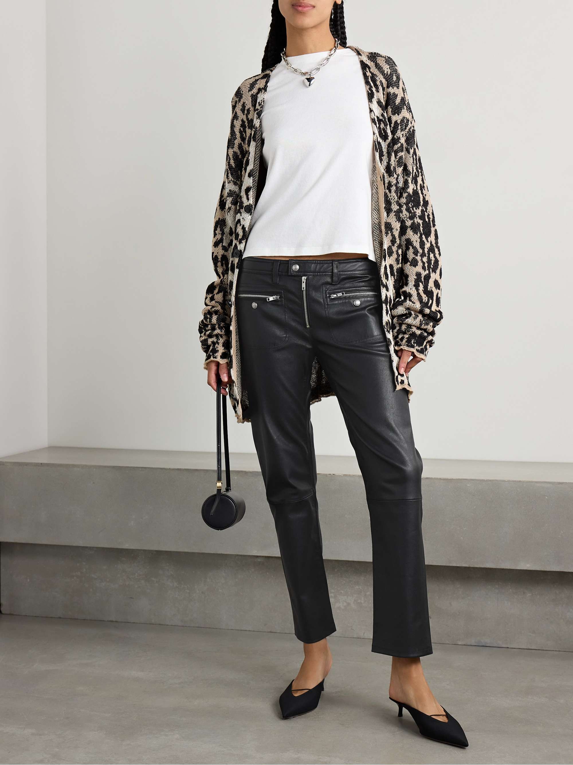 Boy low-rise straight-leg leather pants view